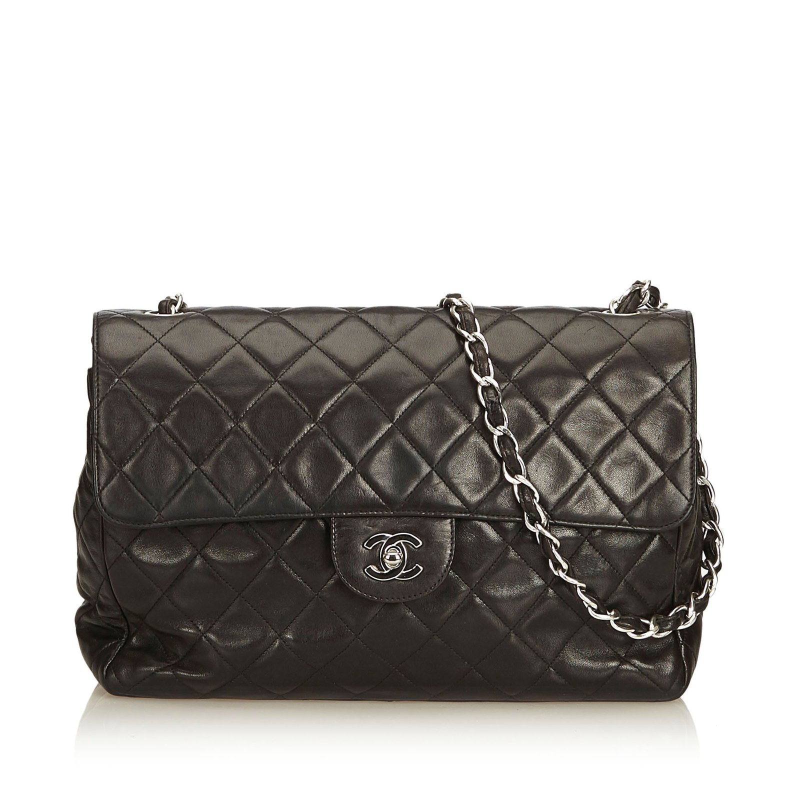 Chanel Jumbo Classic Single Flap Bag Black Leather ref.91571 - Joli Closet
