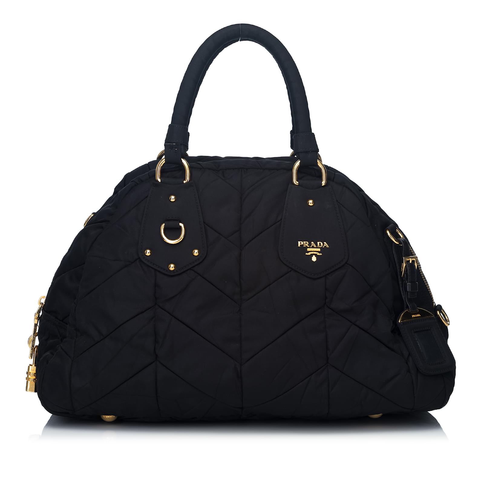 Prada Nylon Fabric Travel Bag Black Leather Cloth ref.91786 Joli Closet