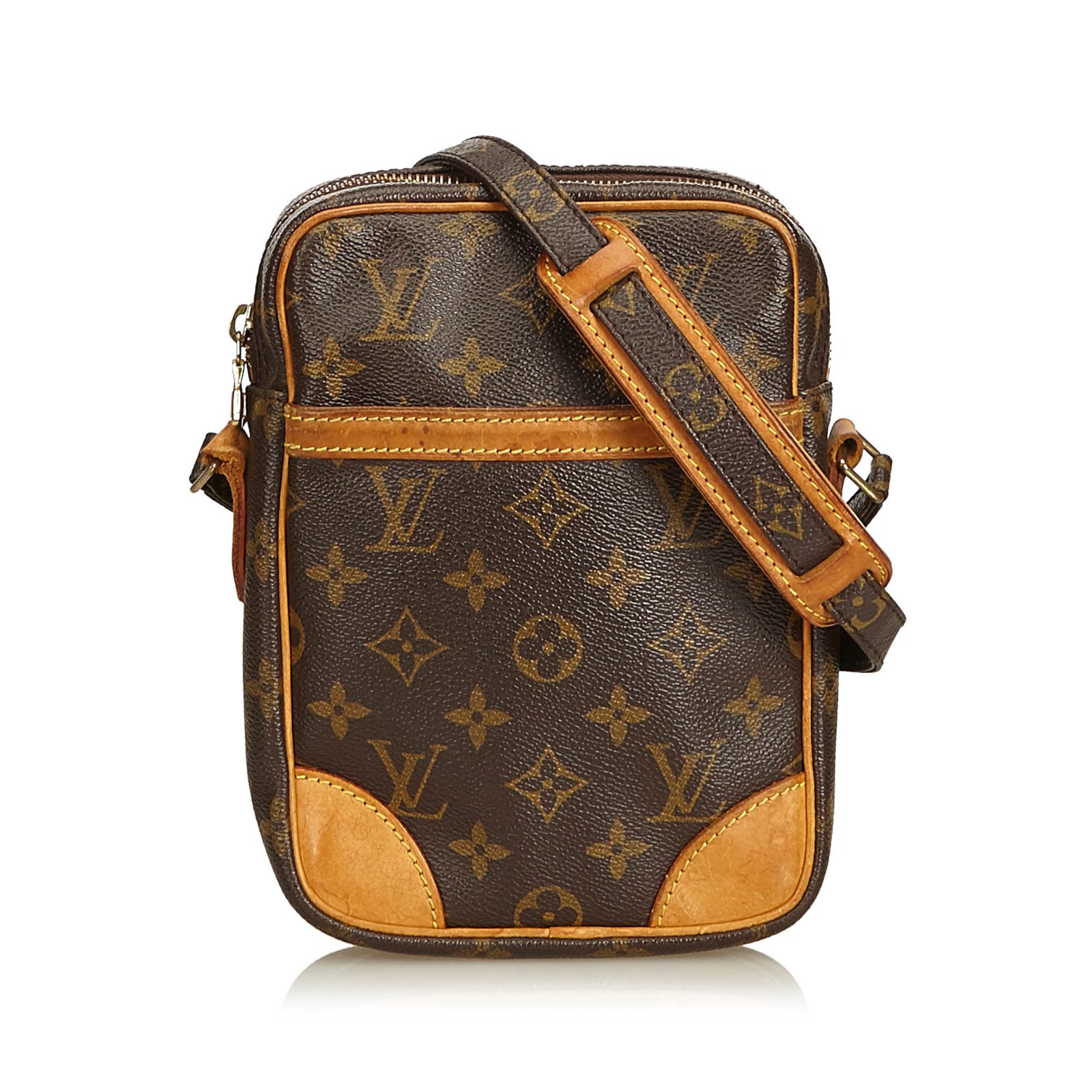 Louis Vuitton Danube  Crossbody VERY GOOD Monogram Bag Purse Leather  Zip