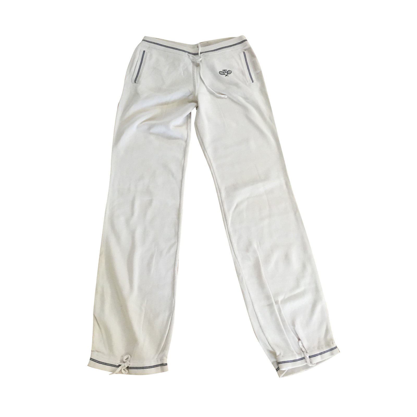 Chanel Pants, leggings White Navy blue Cotton ref.92887 - Joli Closet