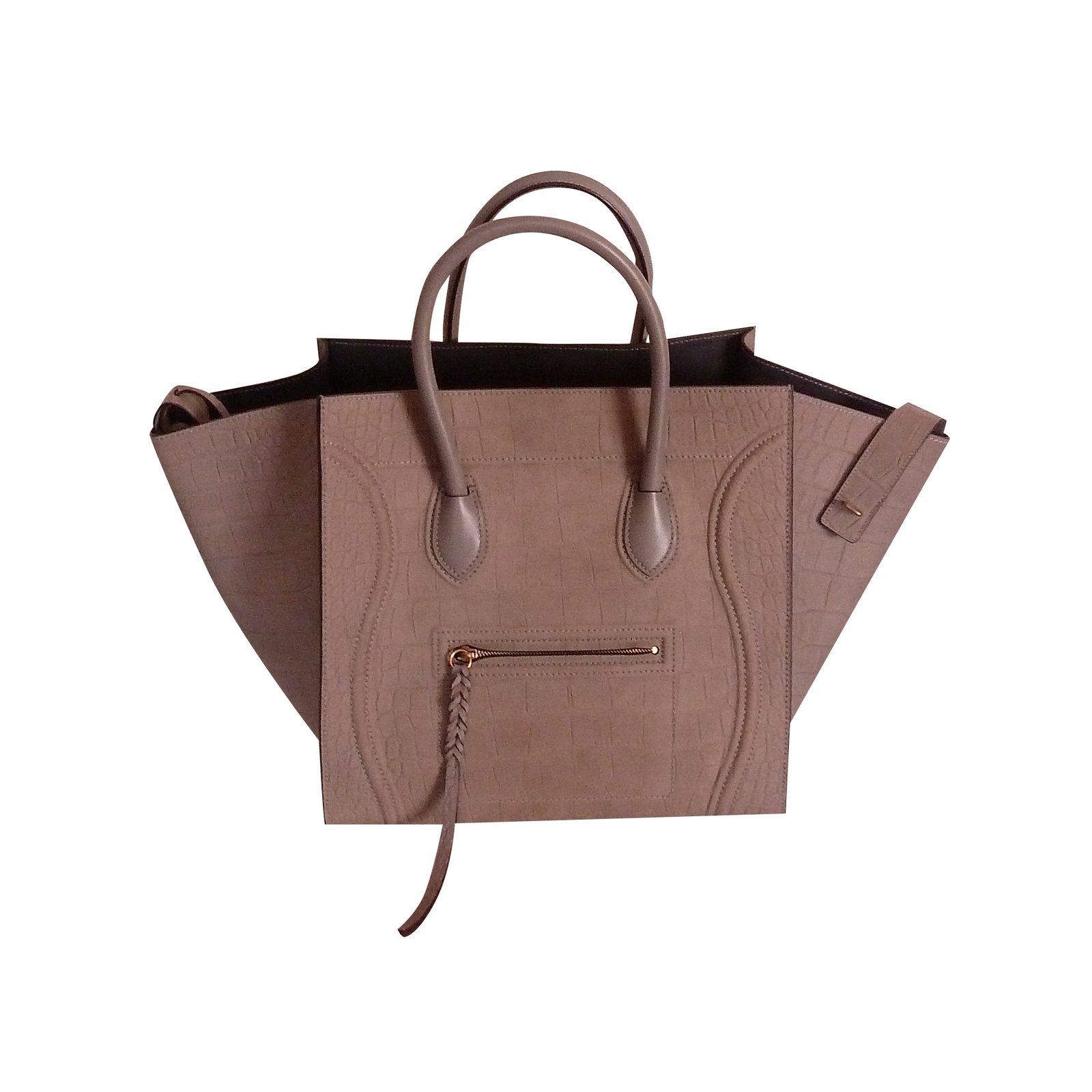 C?�line Luggage Phantom Effet Croco Cuir Gris ref.93113 - Joli Closet