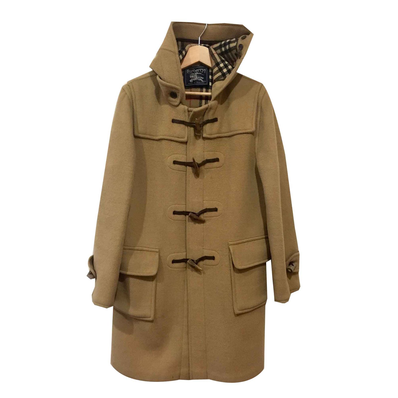 Burberry Nova Camel wool Speciality duffle coating hooded Brown Beige  Caramel  - Joli Closet