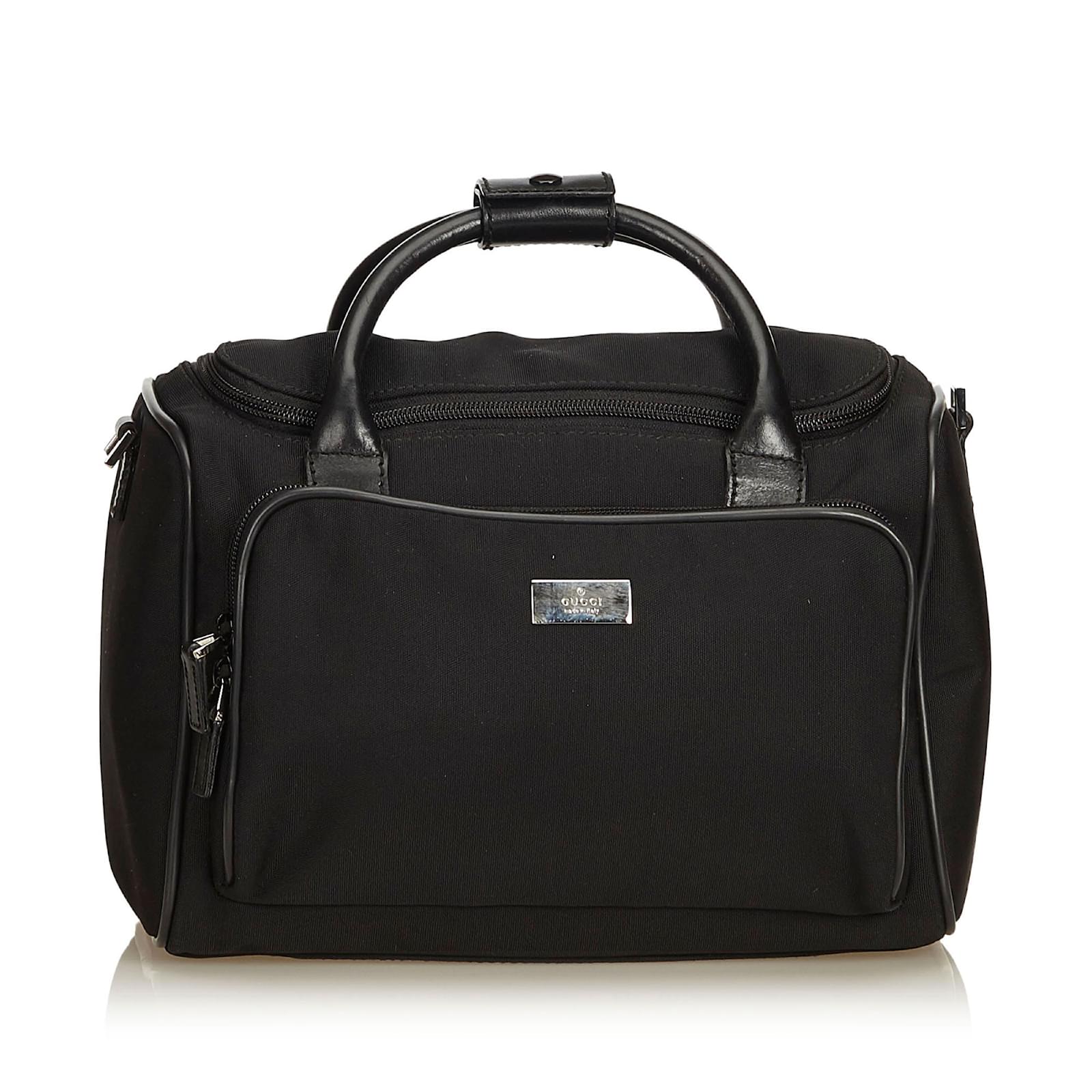 Gucci Nylon Travel Bag Black Leather Cloth ref.93548 Joli Closet