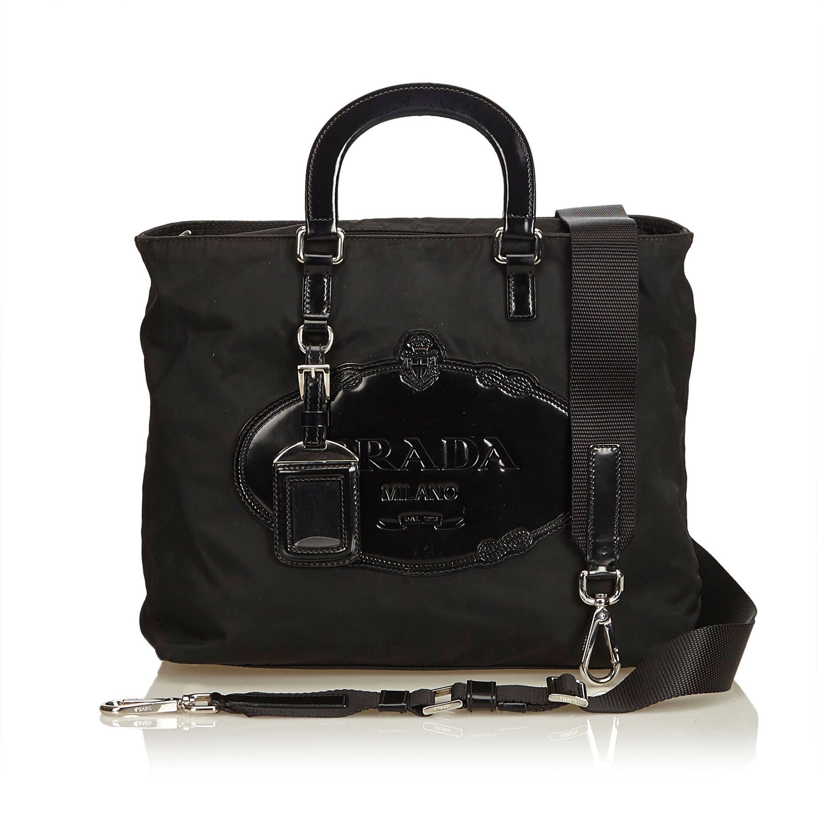prada leather logo satchel