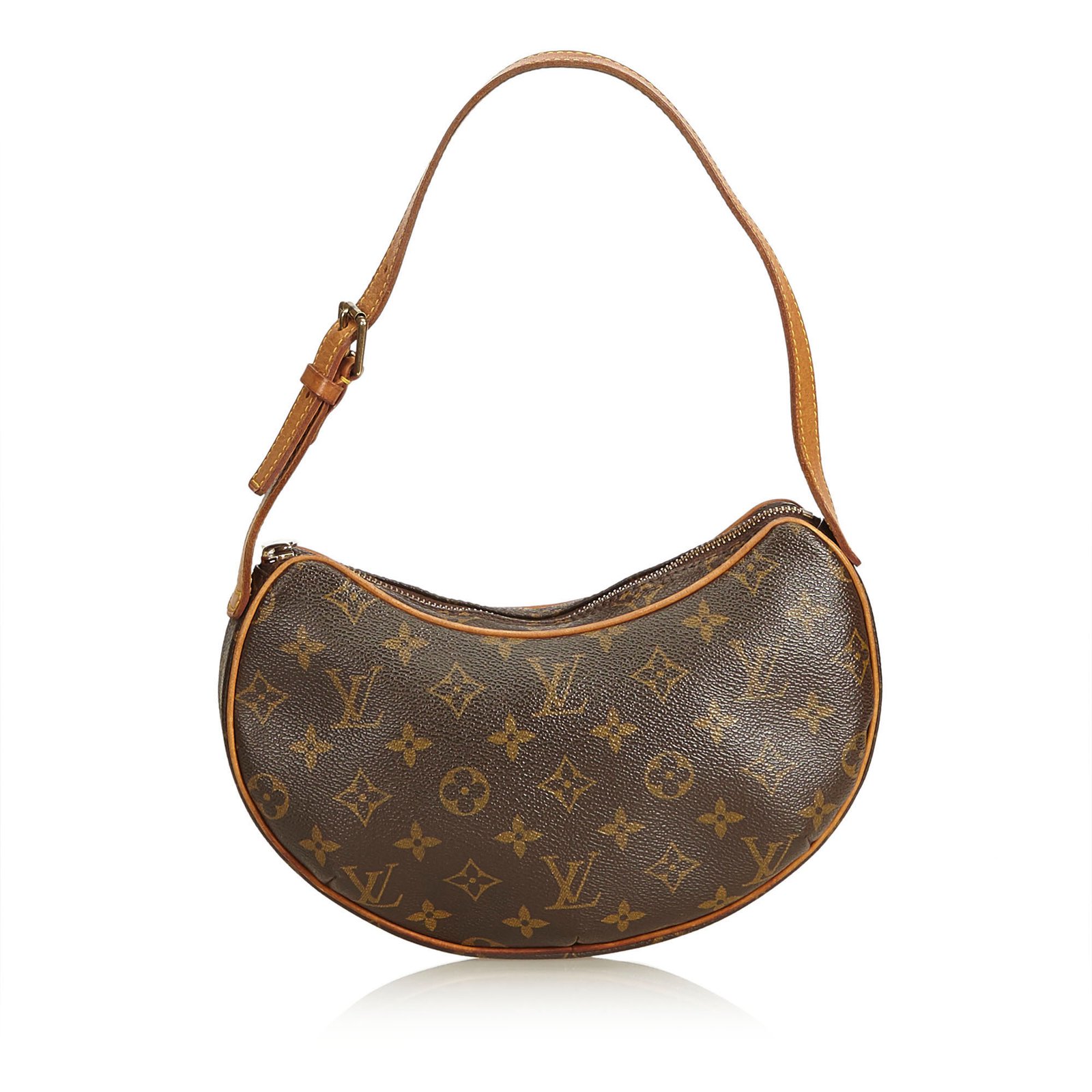 Louis Vuitton Monogram Croissant MM Brown Leather Cloth ref.94709