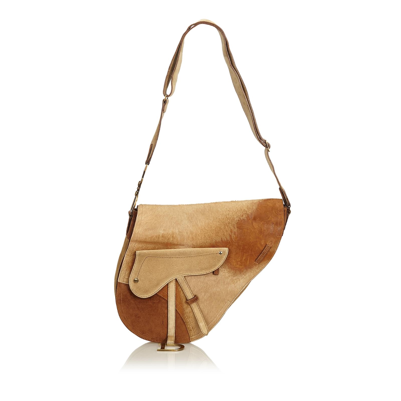 Christian Dior Leather-trimmed Saddle Bag
