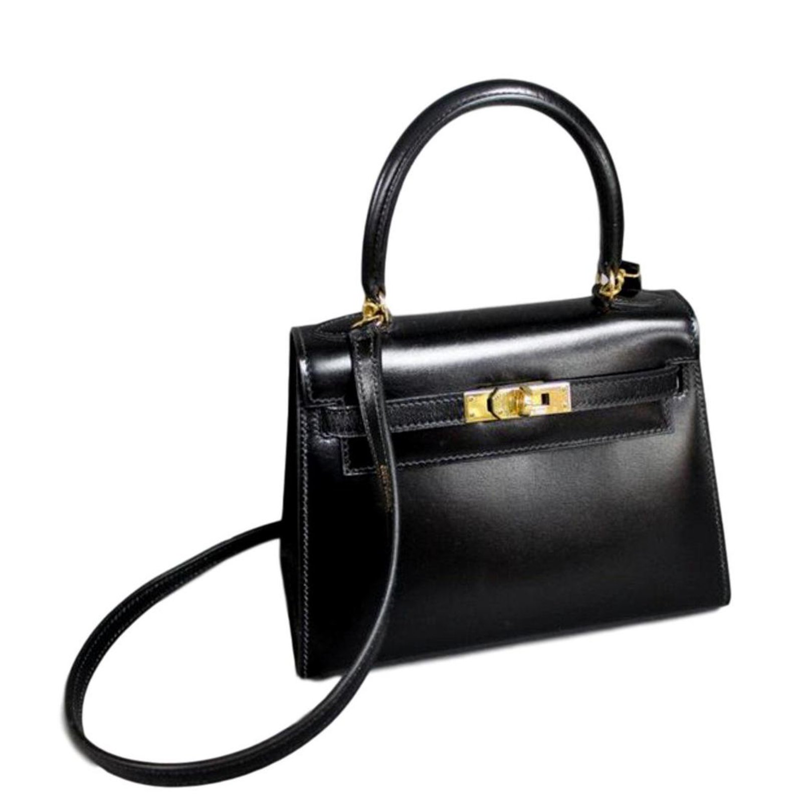 Hermès MINI KELLY SELLIER Handbags Leather Black ref.95072 - Joli Closet