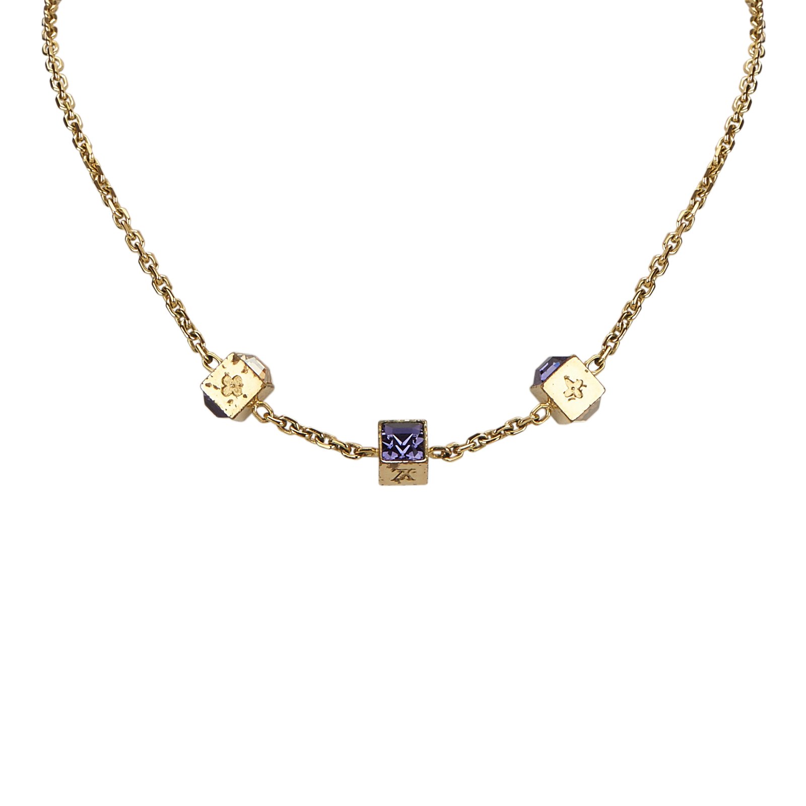 Louis Vuitton Gamble Crystal Gold Tone Necklace