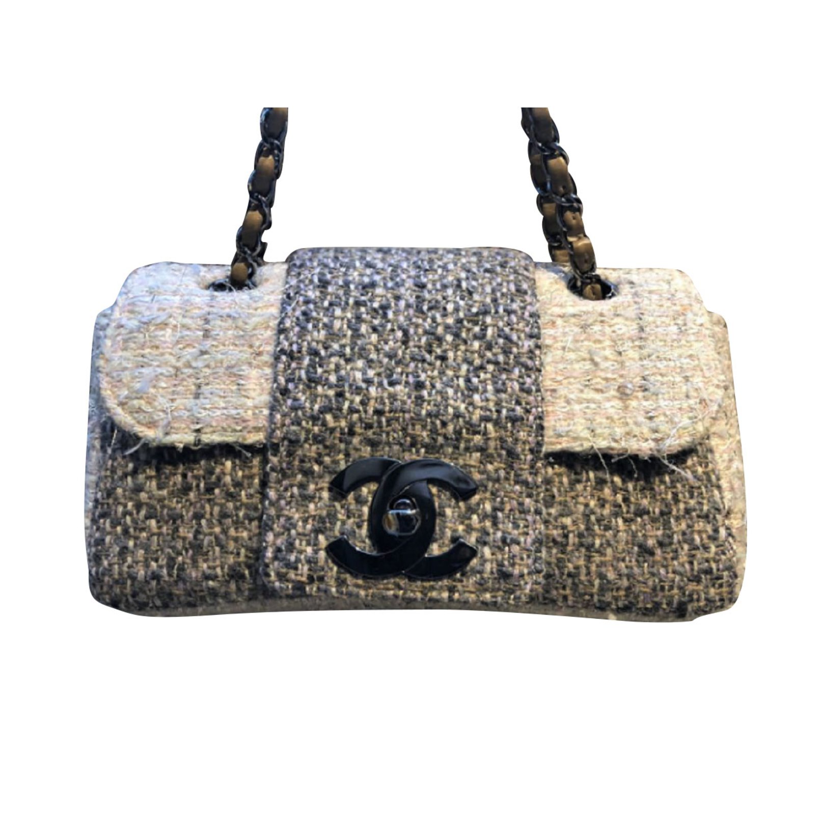 Timeless Chanel Classic Tweed Pink grey bag ref.98596 - Joli Closet