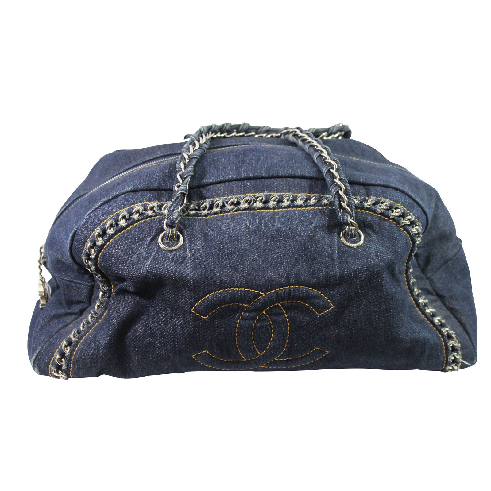 chanel denim bowling bolsa