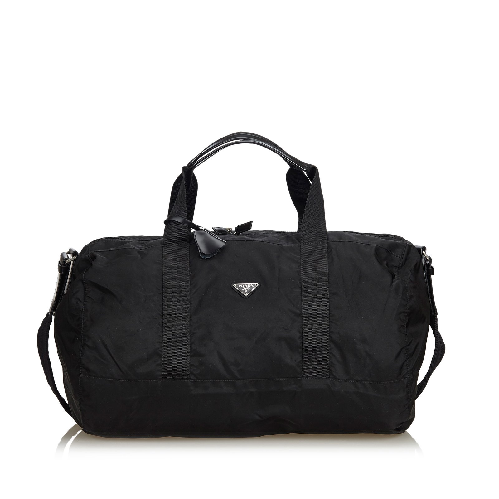 Prada Nylon Travel Bag Black Leather Cloth ref.99194 - Joli Closet