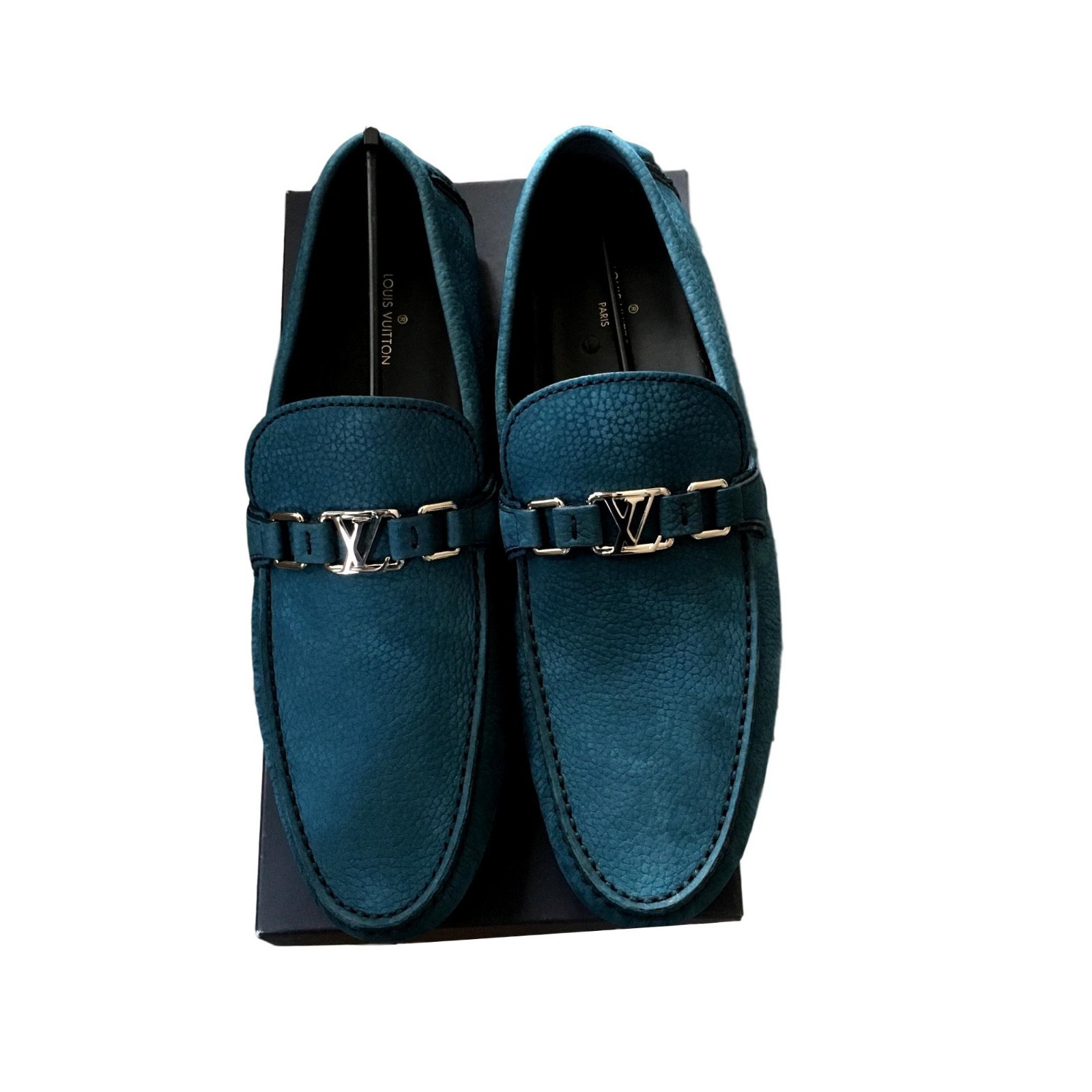 AUTHENTIC Louis Vuitton Blue Suede Hockenheim Moccasin