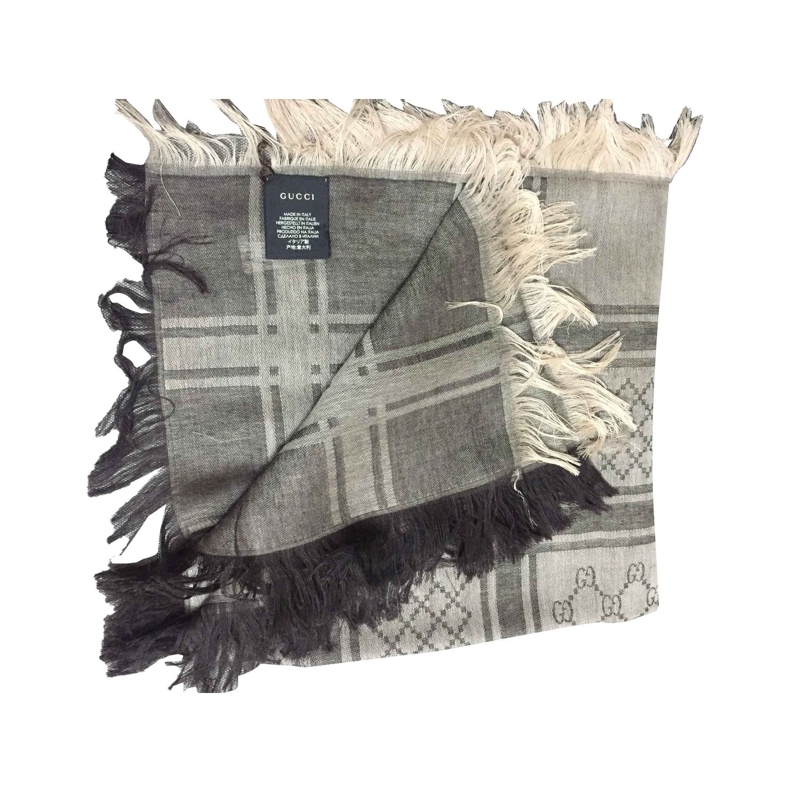 Gucci Gray Wool/Cashmere Monogram Throw Blanket