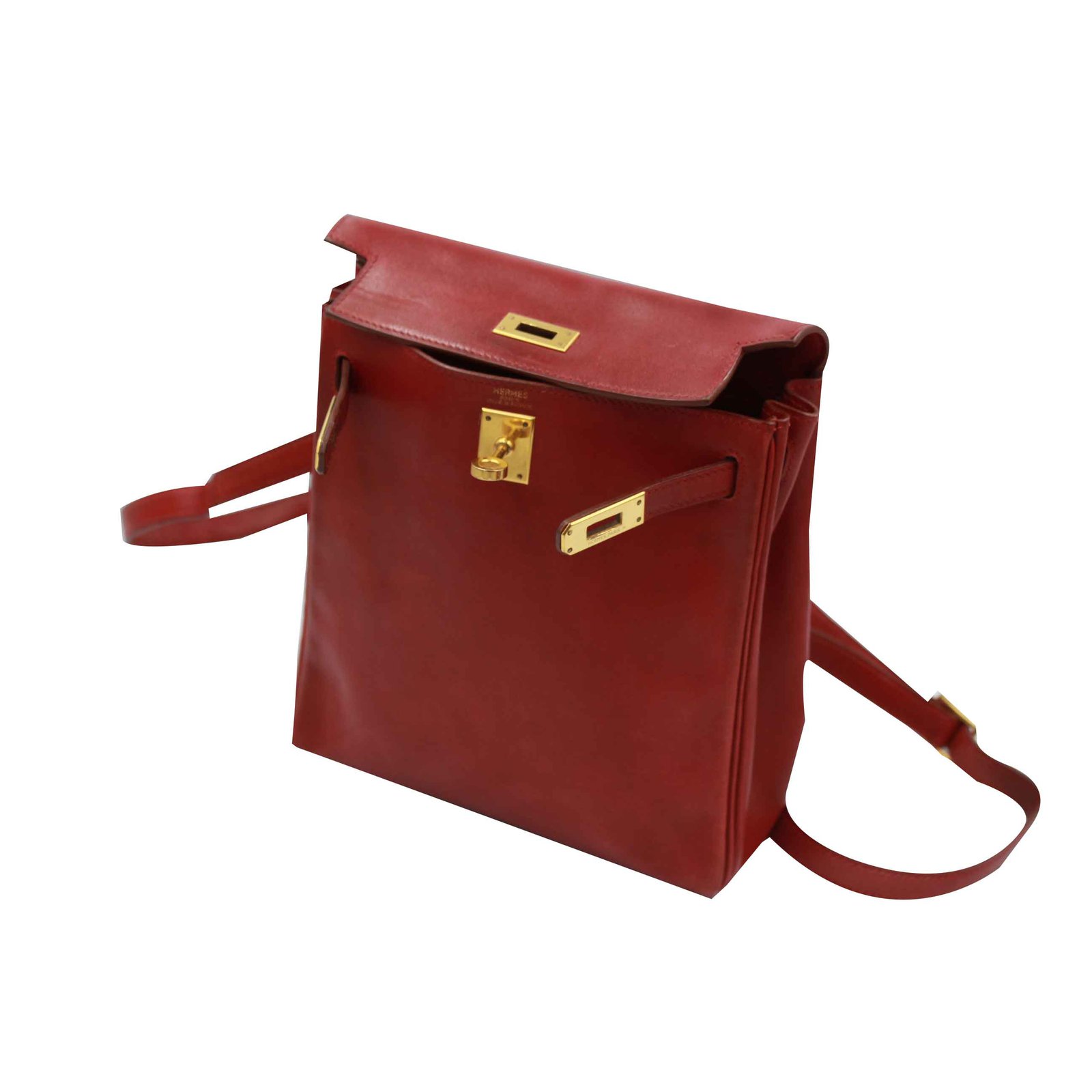 Hermès Kelly a dos Handbags Leather Red 