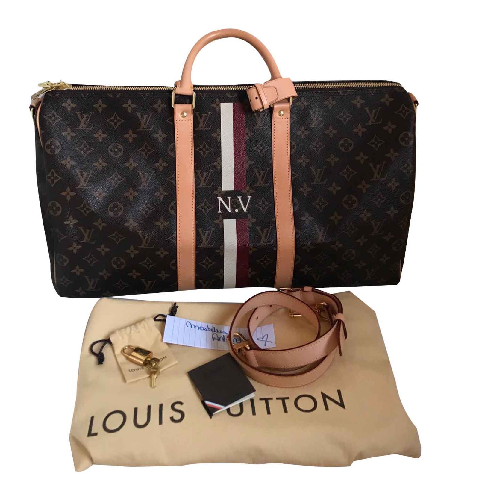 Louis Vuitton Keepall Shoulder Strap &quot;My Monogram&quot; Travel bag Cloth Dark brown ref.101180 - Joli ...