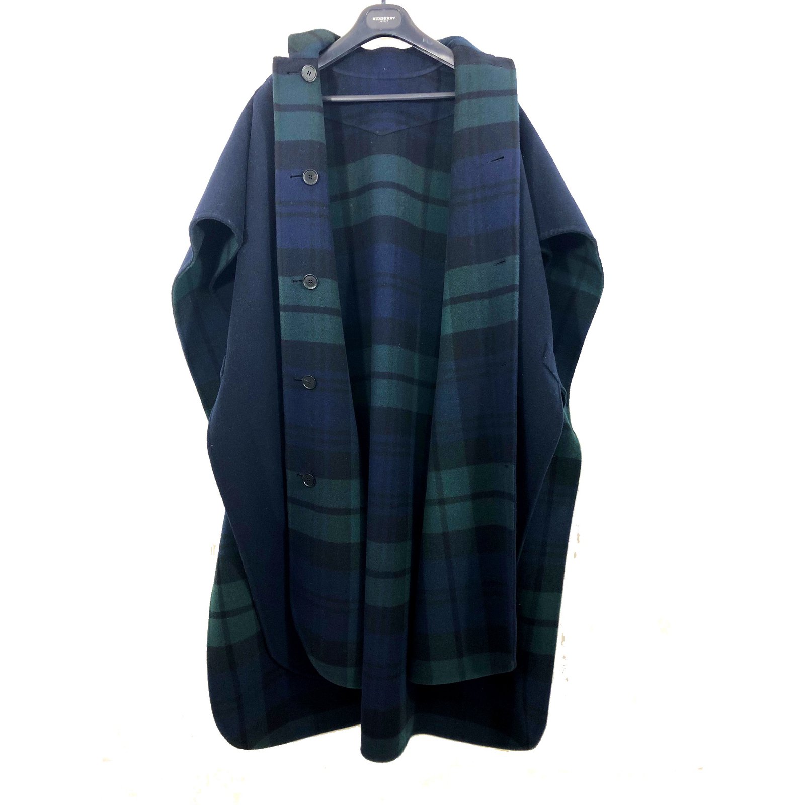 Burberry Cape de color azul y verde a cuadros y nuevo reversible