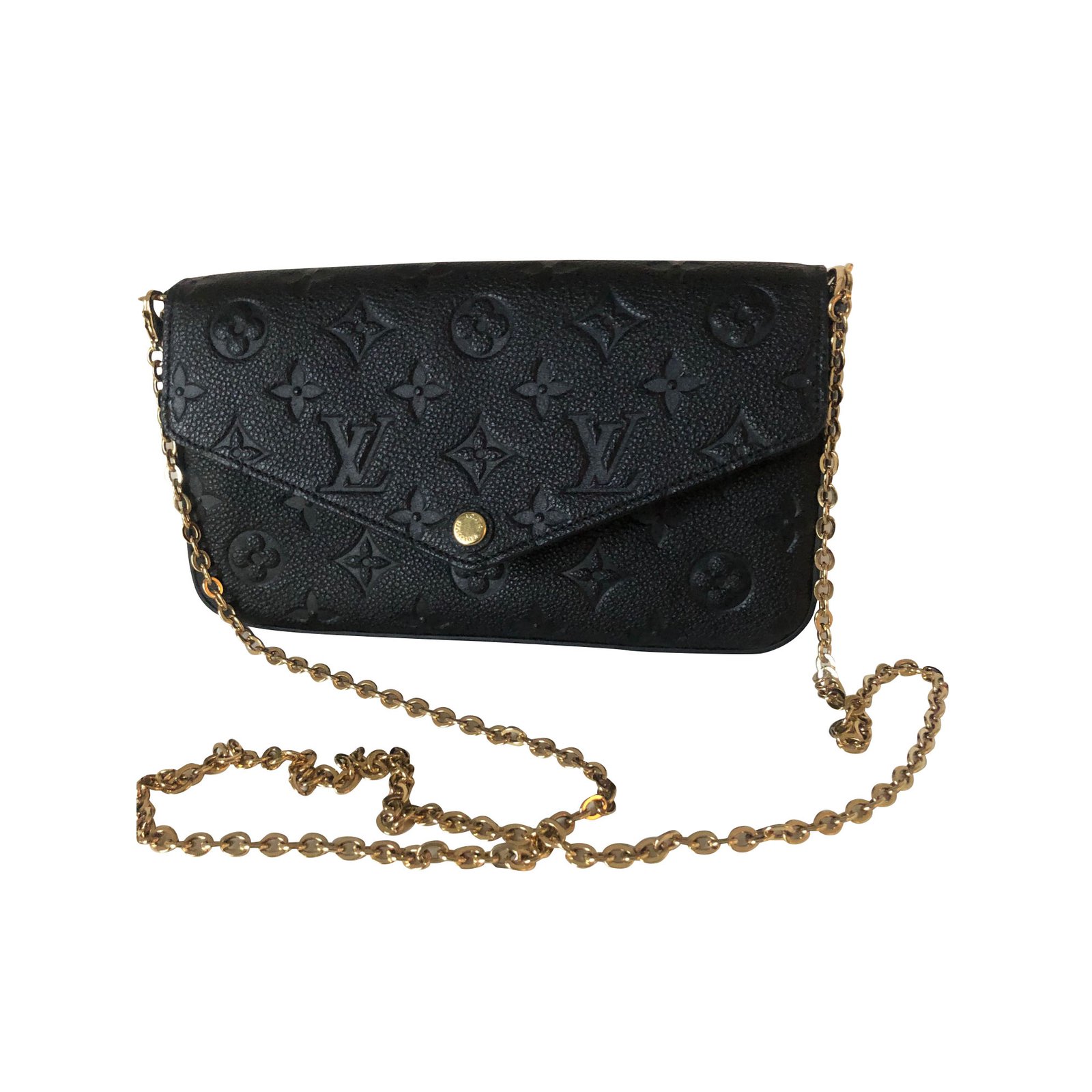 Louis Vuitton Felicie Monogram Print Pouch Handbags Leather Black