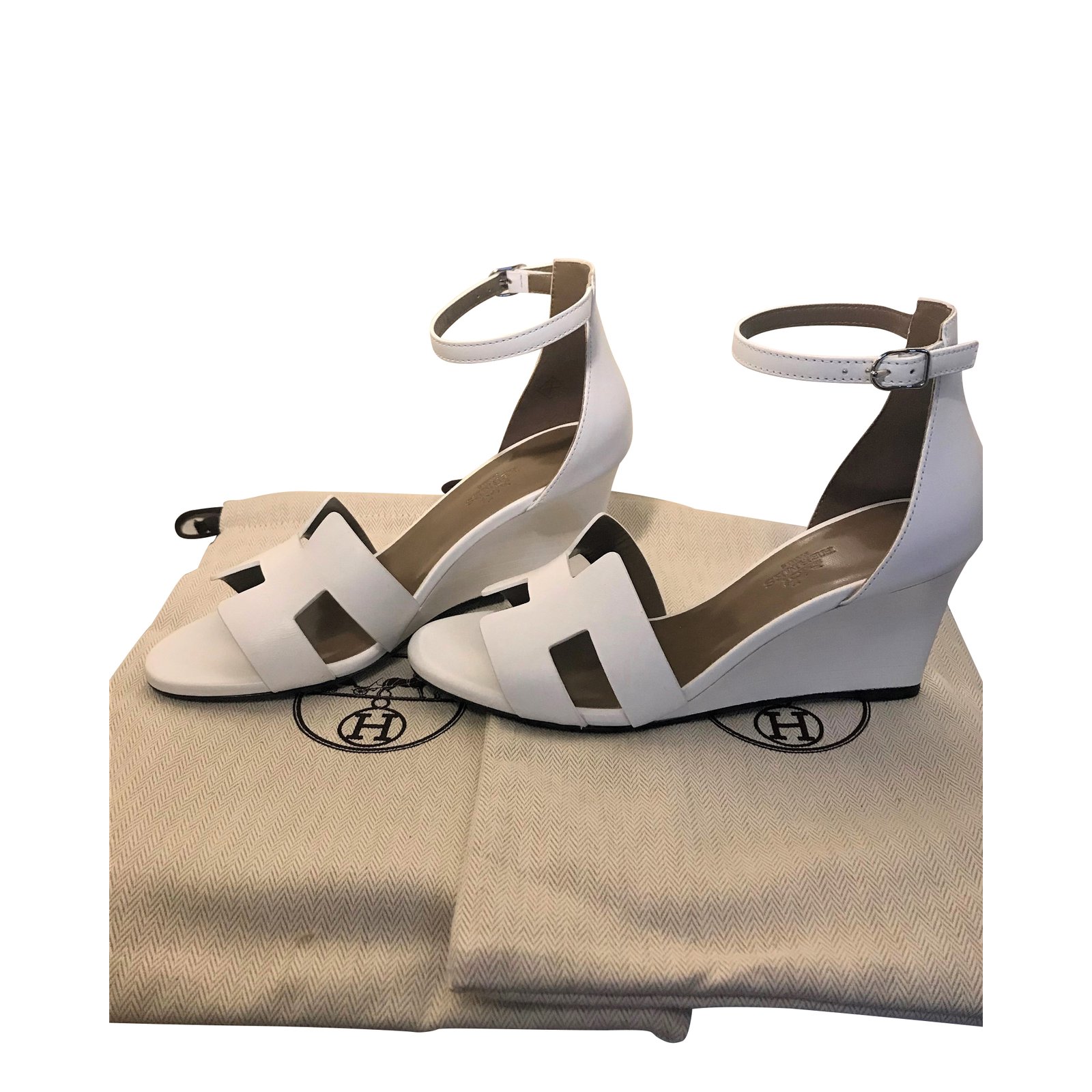 Hermès Hermes Legend sandal White Leather ref.102070 - Joli Closet