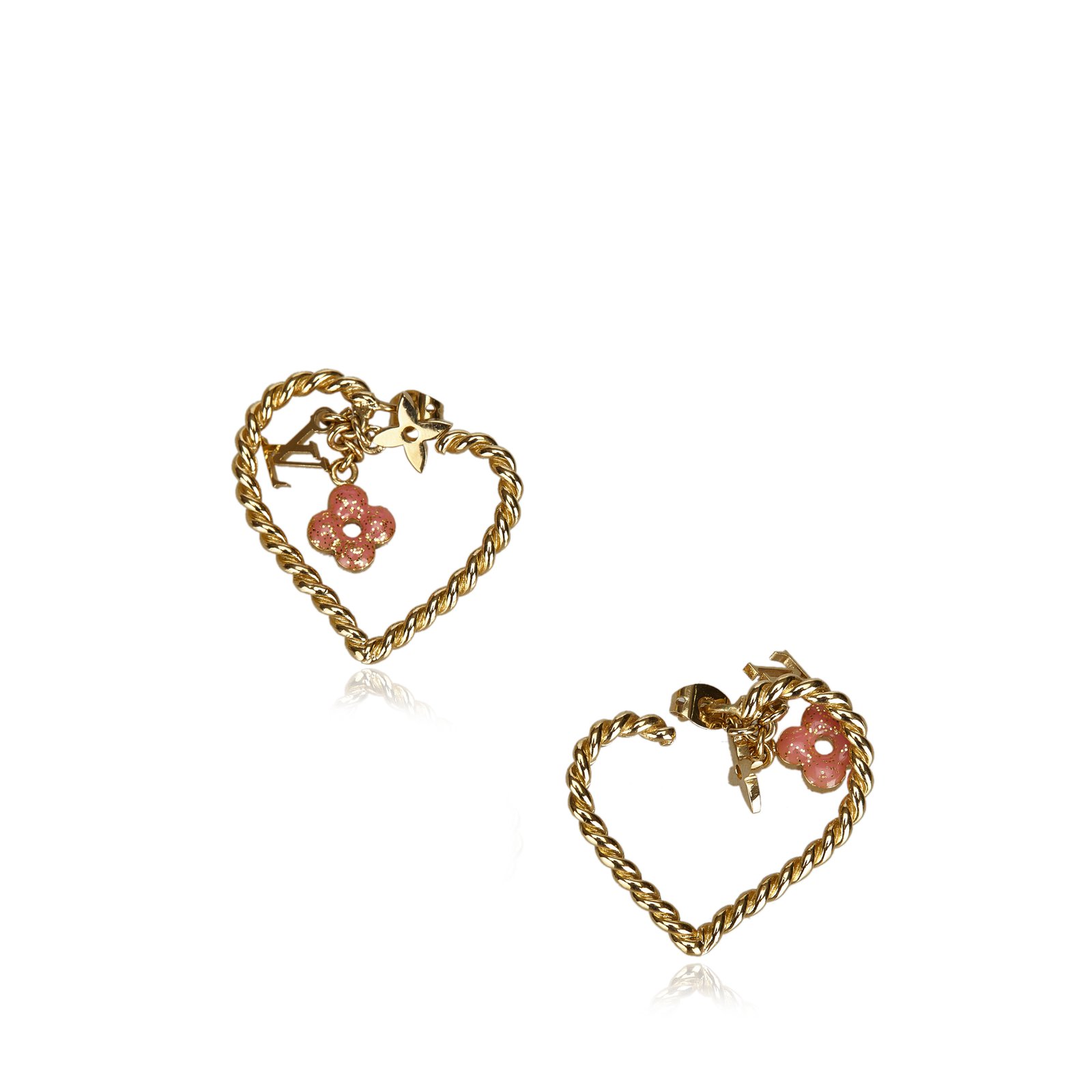 Louis Vuitton Sweet Monogram In My Heart Hoop Earrings Pink Golden Metal  ref.102275 - Joli Closet