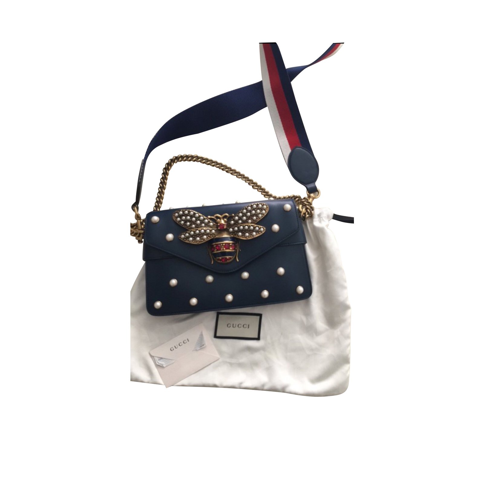 Gucci Handbags Handbags Leather Navy 