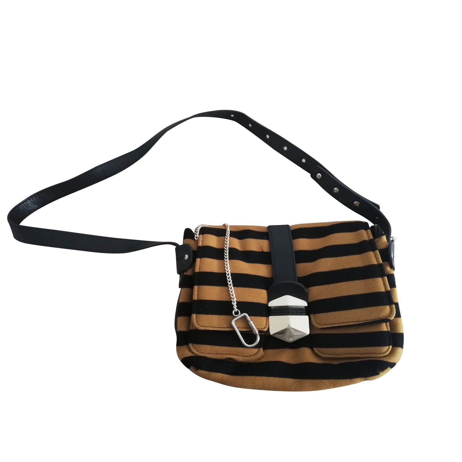 kind strimmel Afstemning Vintage Sonia Rykiel handbag Black Yellow Leather Cotton ref.102553 - Joli  Closet