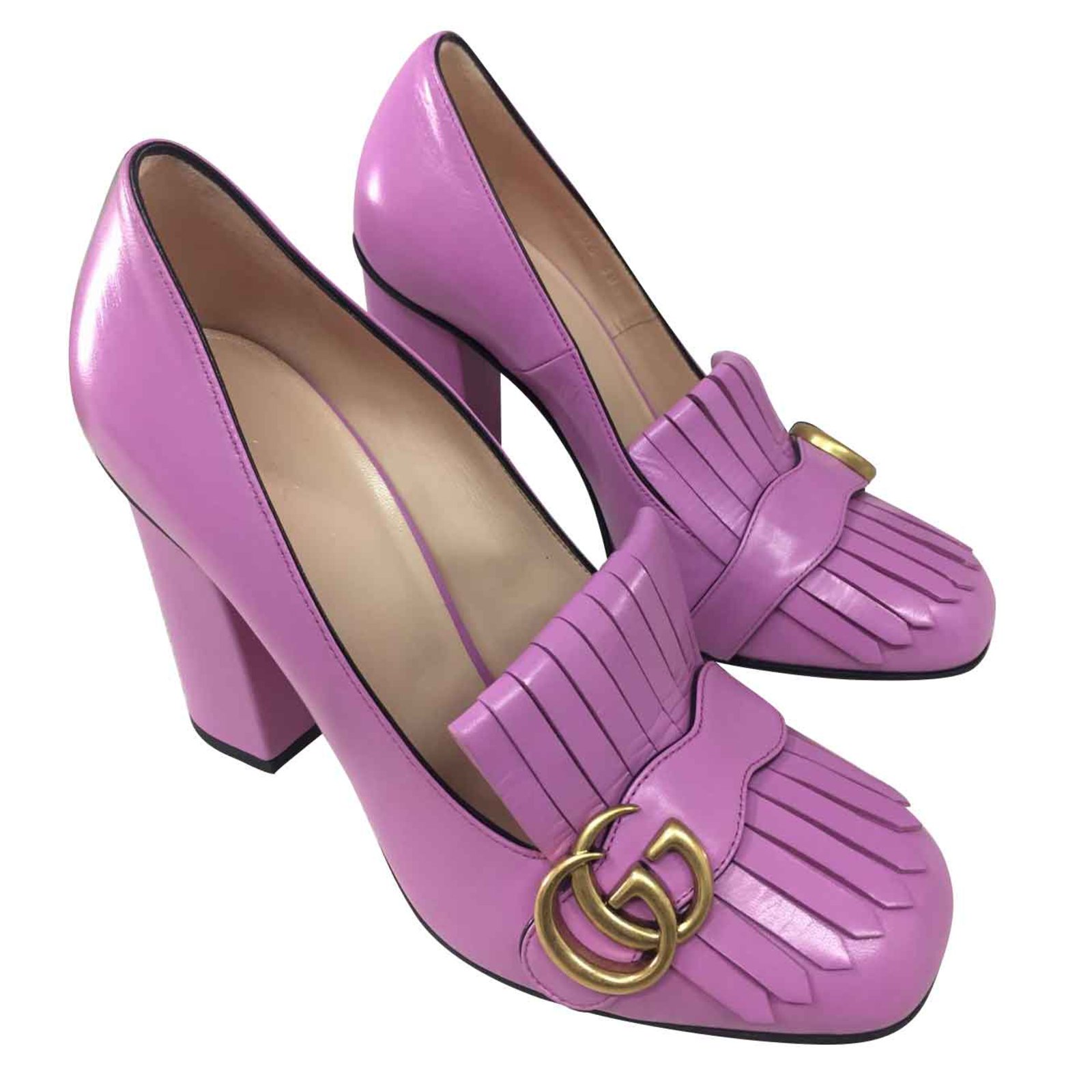 Alexander Graham Bell Troende Indskrive Gucci marmont heels shoes brand new Pink Leather ref.102680 - Joli Closet