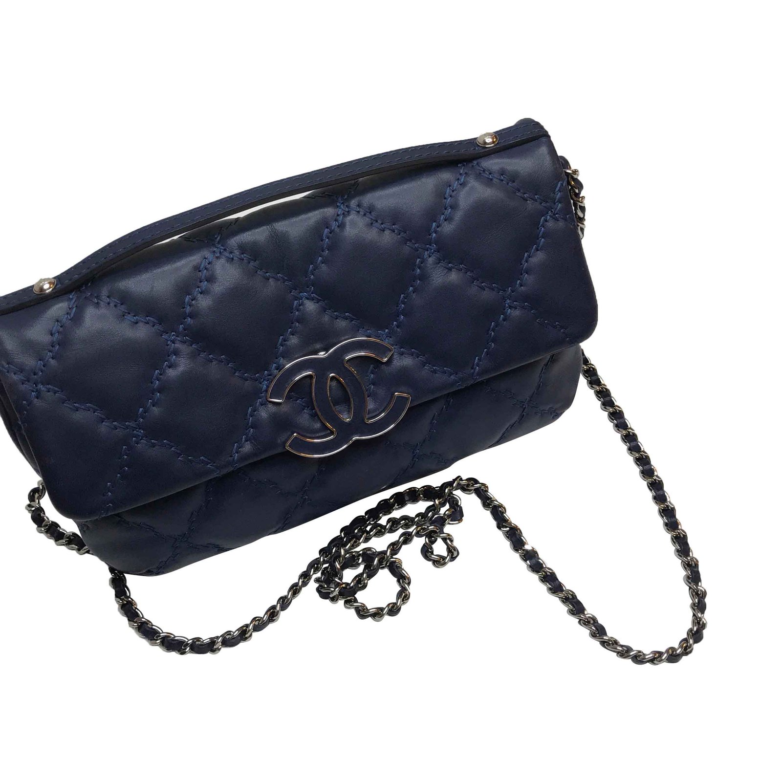 Authentic Chanel Hampton Double Stitch Quilted Flap Bag Crossbody
