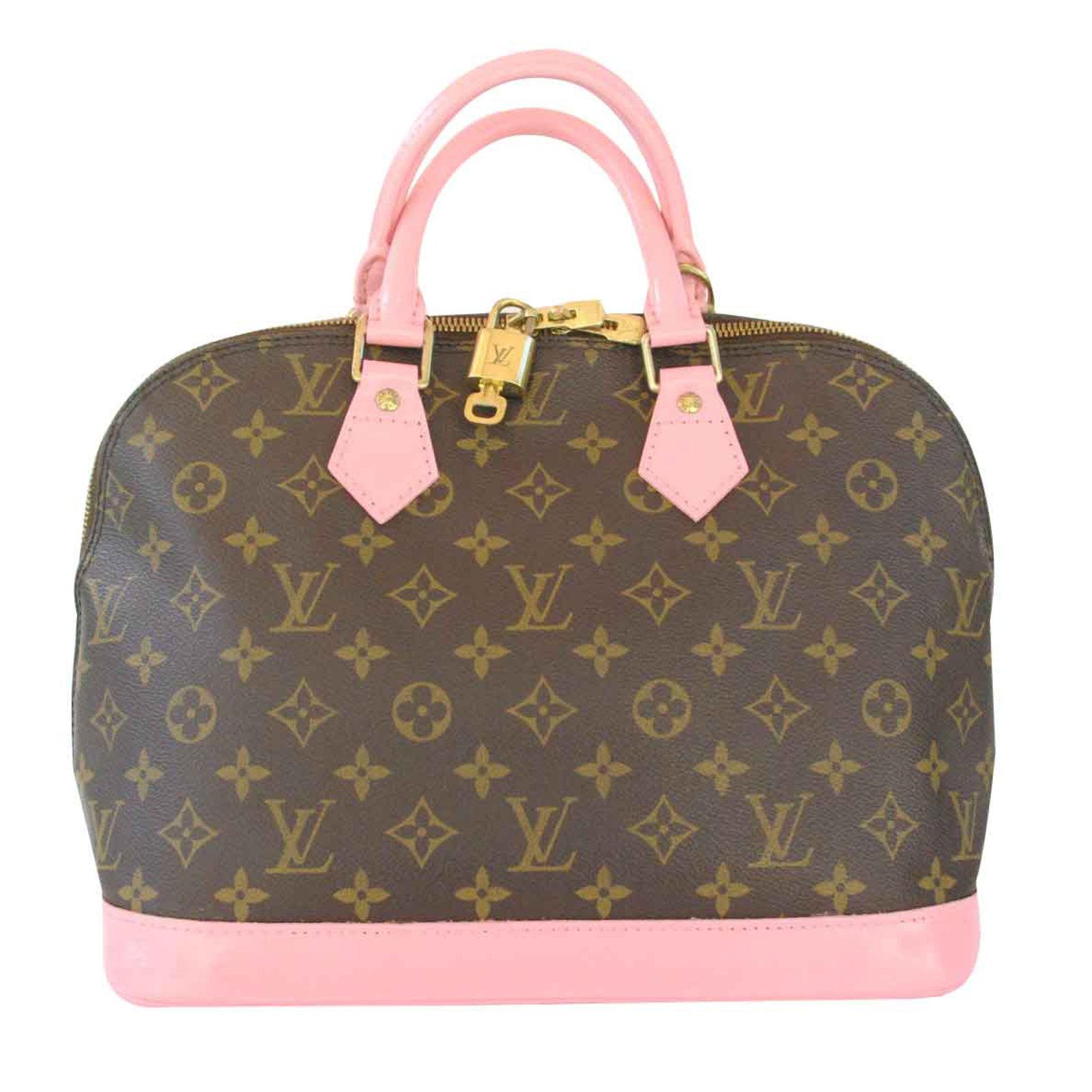 100% Authentic Louis Vuitton Alma Custom Painted Hot Pink Handbag  W/Accessories