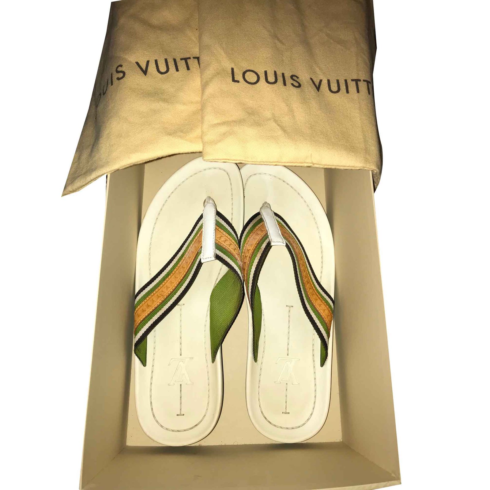 Louis Vuitton Loafers Slip ons Loafers Slip ons Other White,Light green ref.103610 - Joli Closet