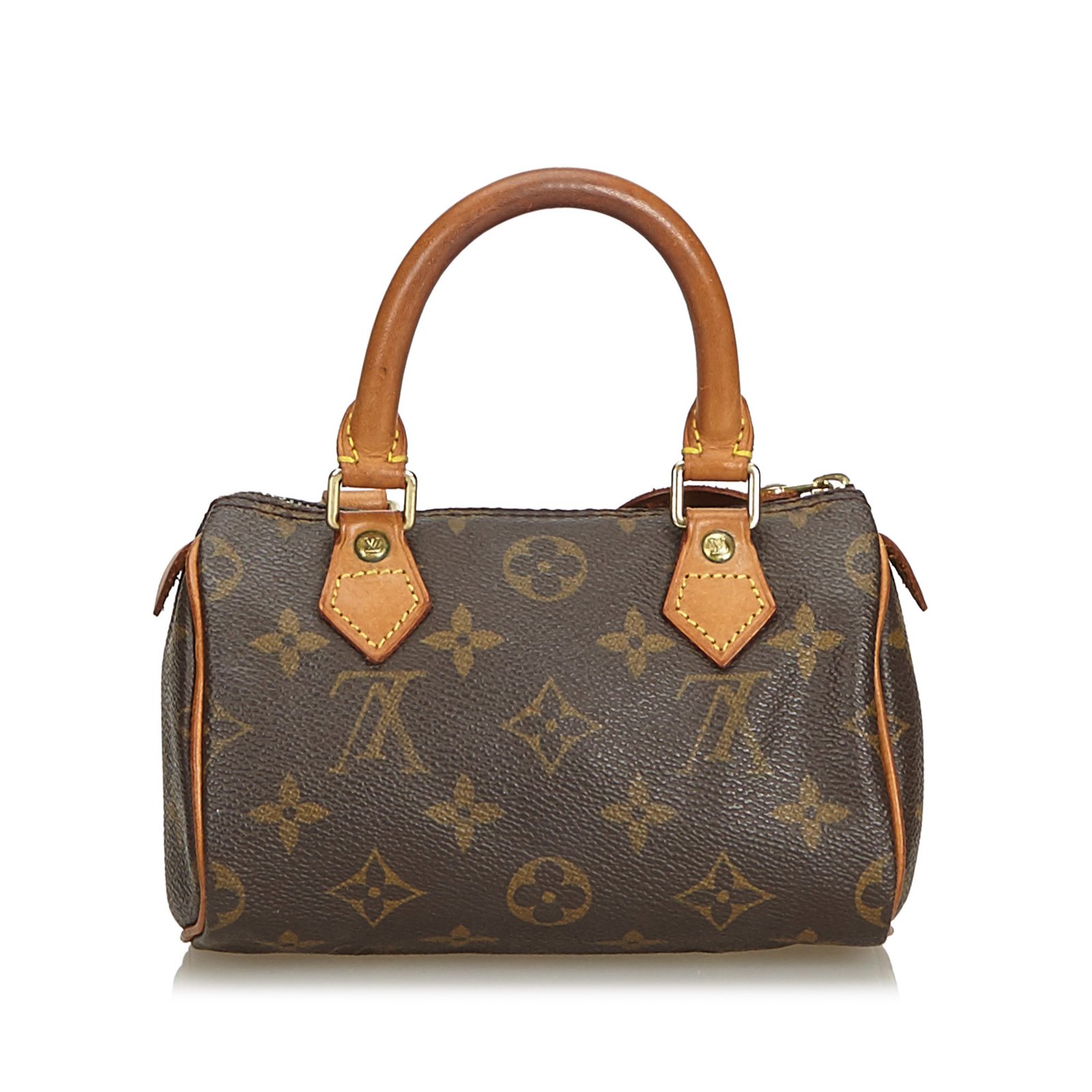 Louis Vuitton Monogram Mini Speedy Handbags Leather,Cloth Brown ref.104901 - Joli Closet