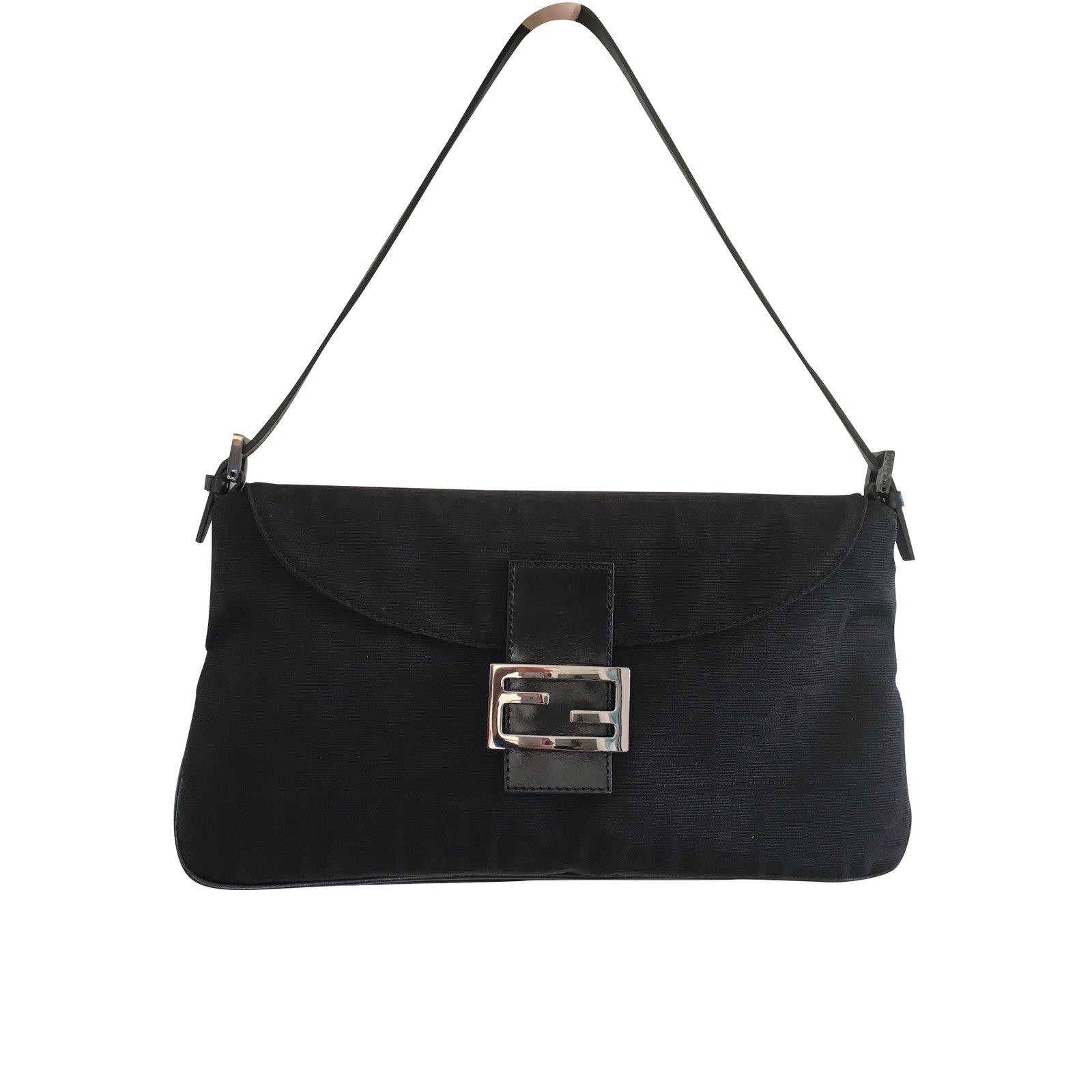 Baguette cloth handbag Fendi Black in Cloth - 32226112