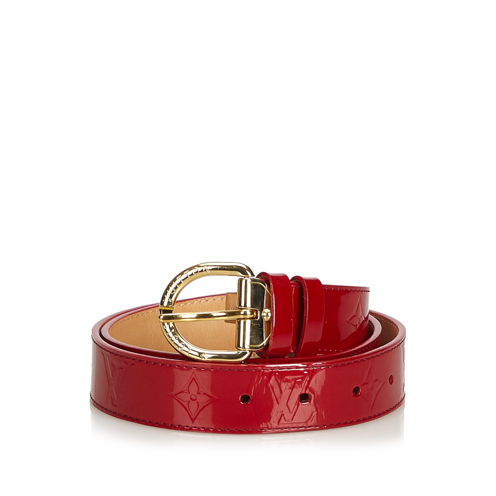 Louis Vuitton Monogram Vernis Belt Red Leather Patent leather ref.99640 -  Joli Closet