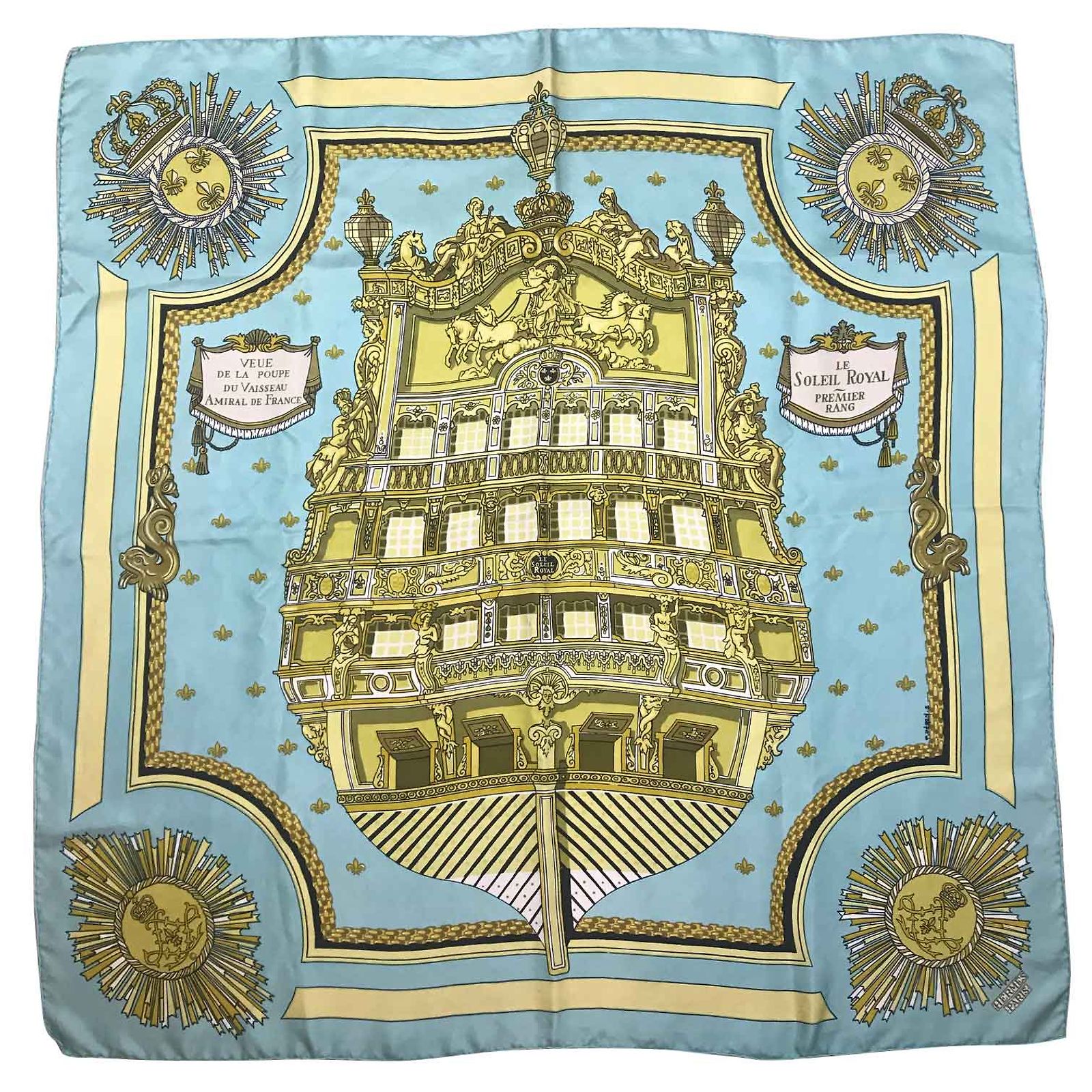 Herm s Le Soleil Royal Soie Bleu Clair Ref 105727 Joli Closet