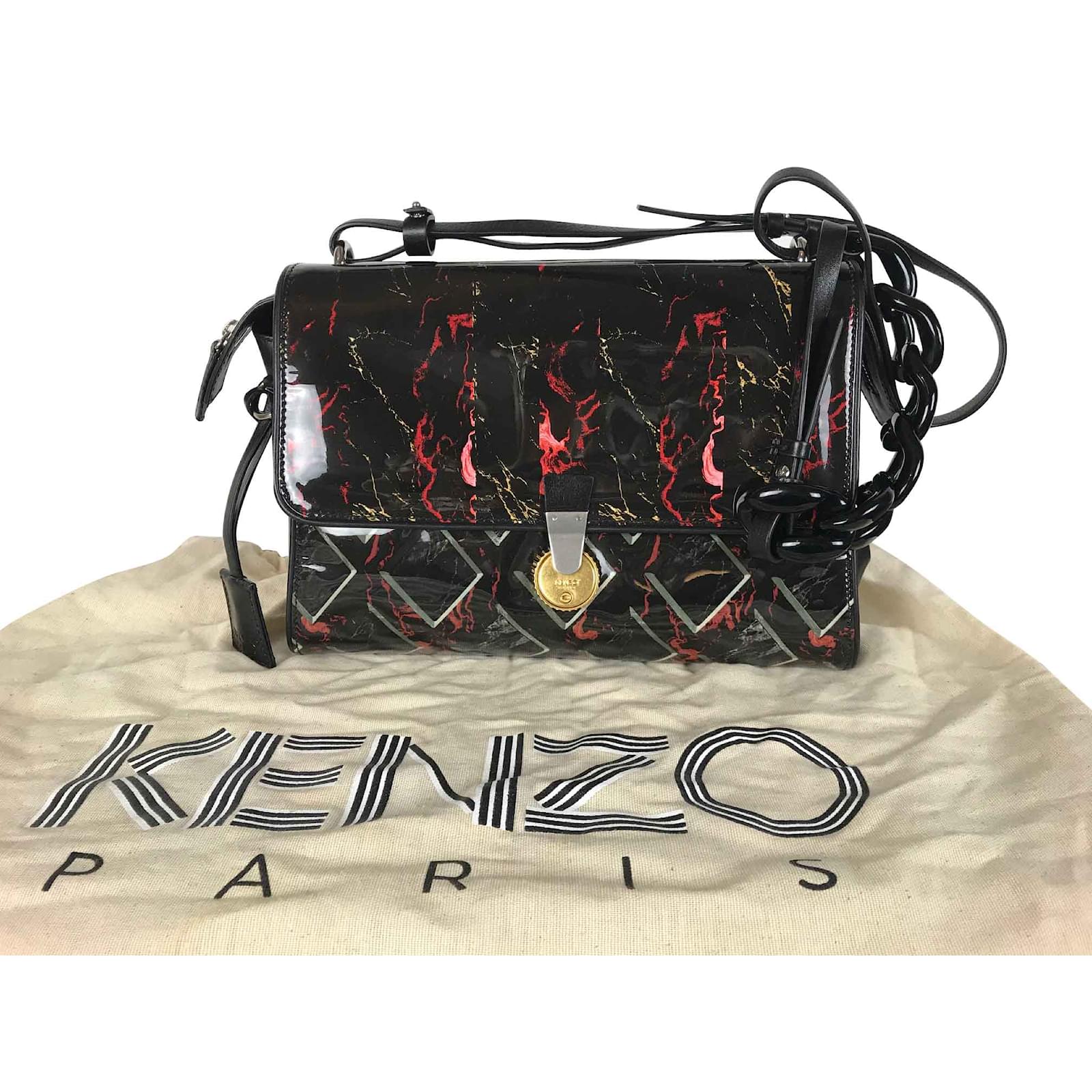 Sac Kenzo Cuir Noir ref.105740 Joli Closet