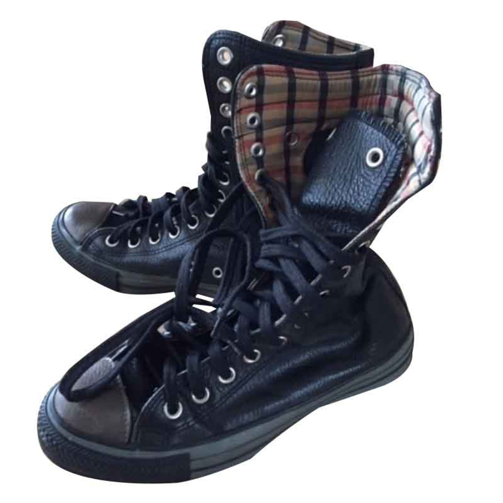 converse black leather boots