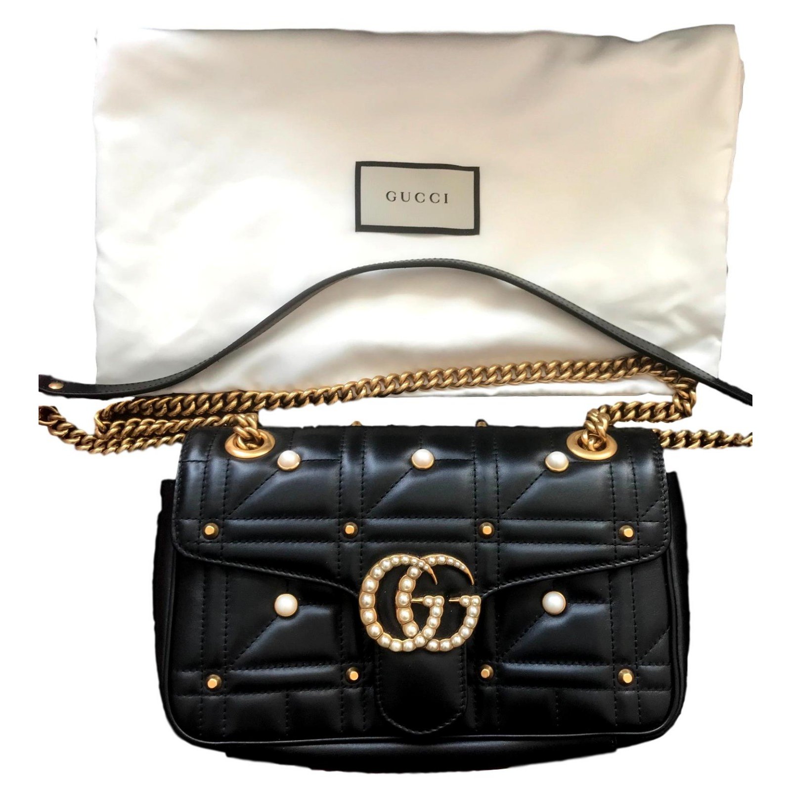 Gucci Marmont Handbags Lambskin Black 