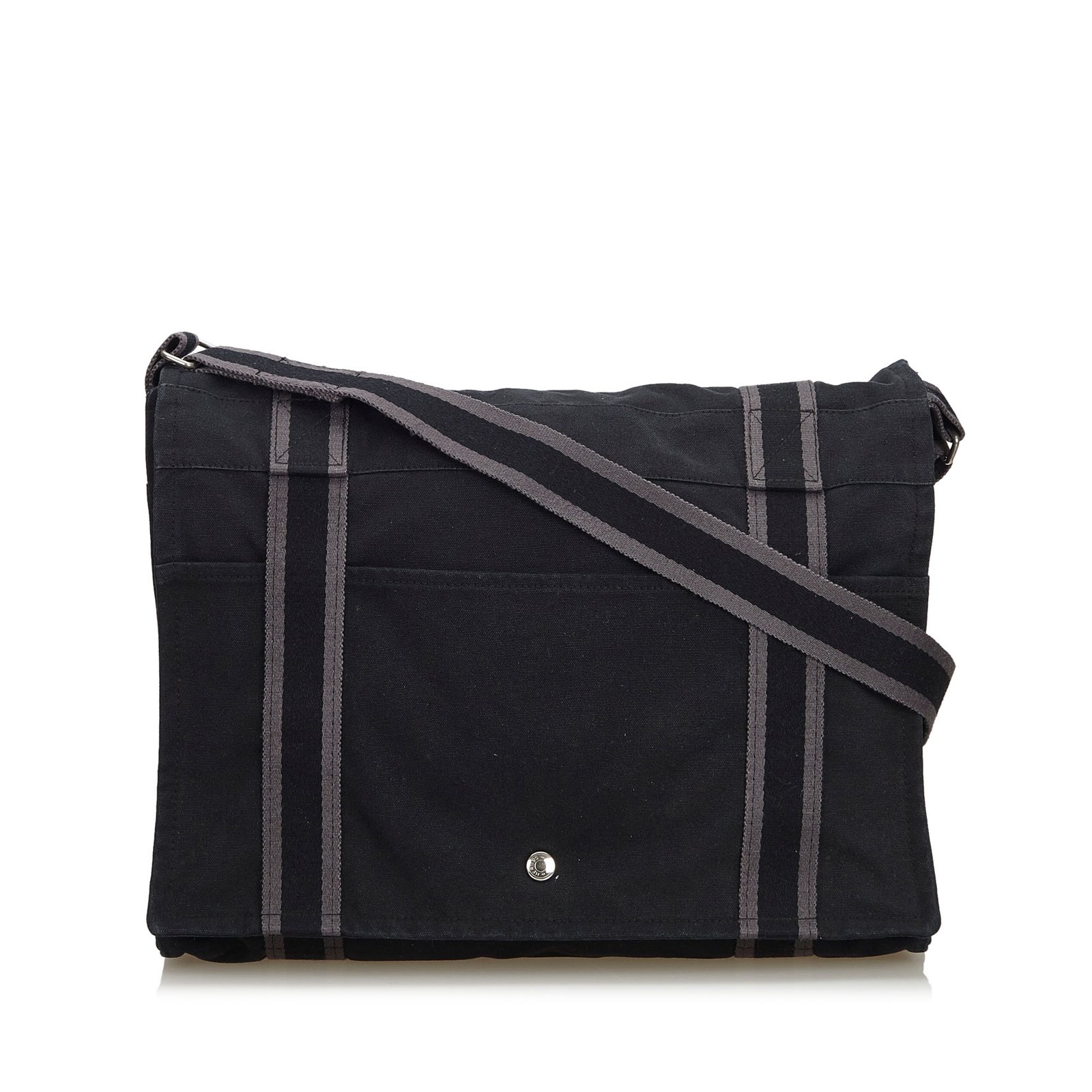 Hermes Black Canvas Fourre Tout Besace MM Messenger Bag Hermes