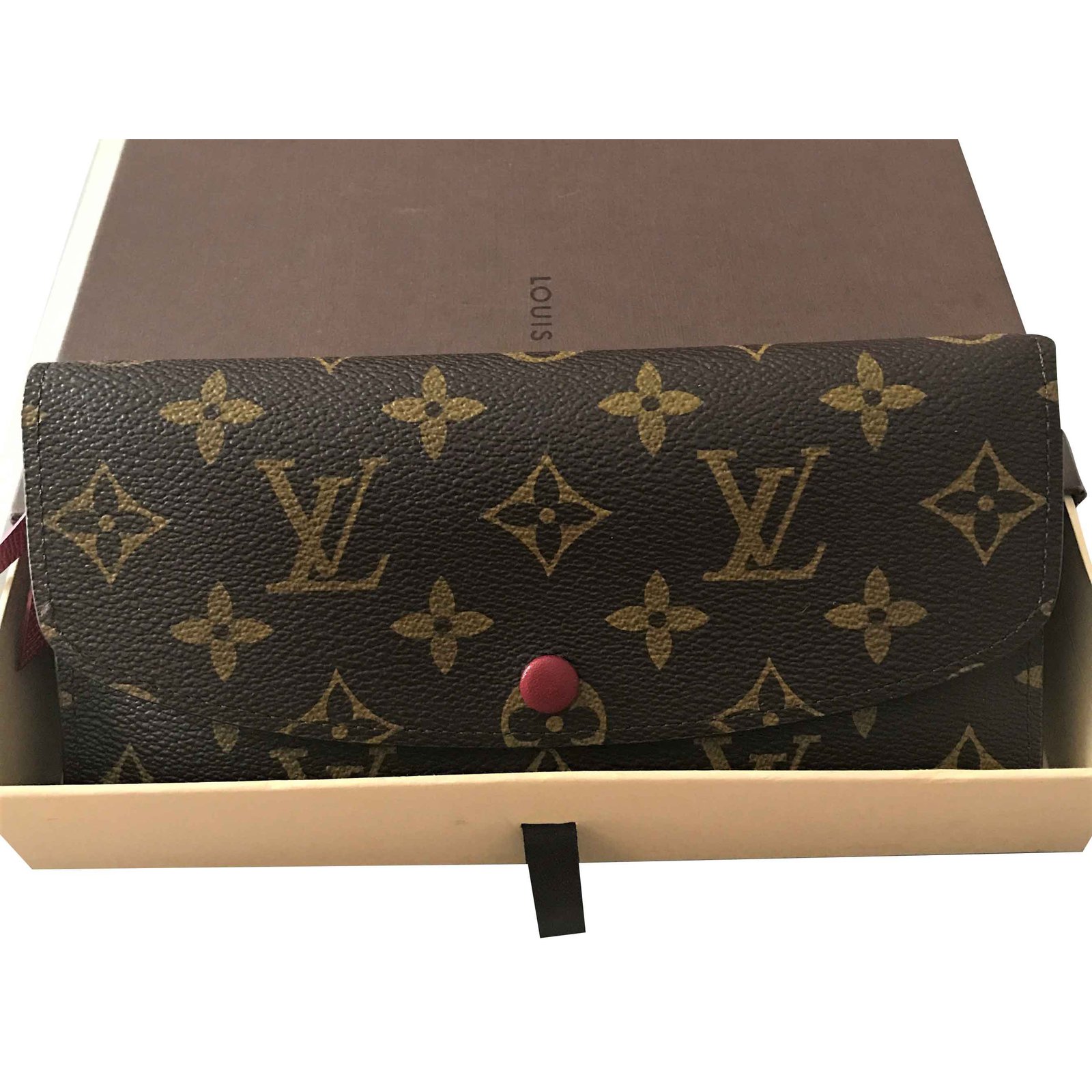 Louis Vuitton Wallet Emilie Monogram Rouge Red in Coated Canvas