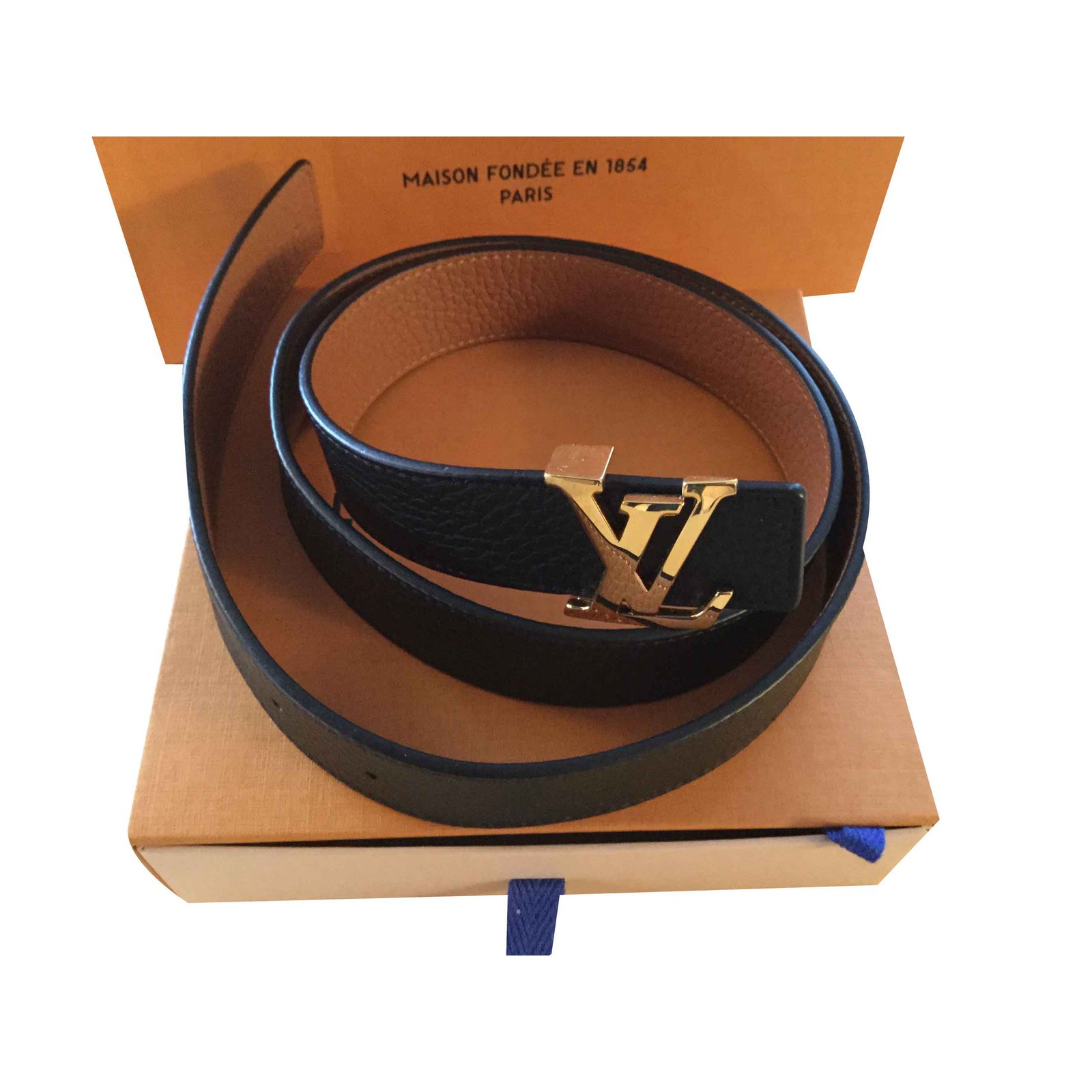 Cinturón reversible Louis Vuitton LV Initiales en piel negra Negro
