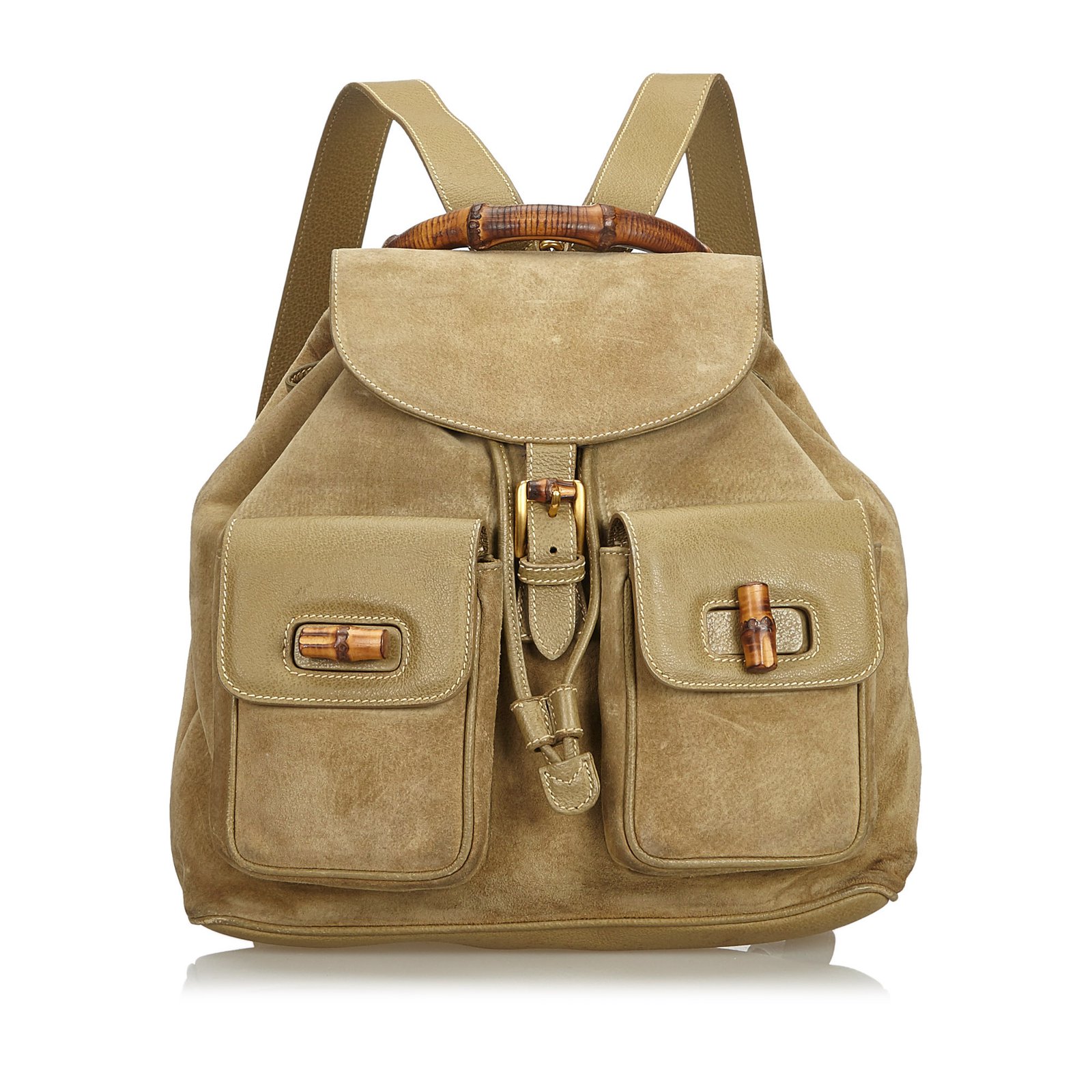 Gucci Suede Bamboo Backpack Backpacks 