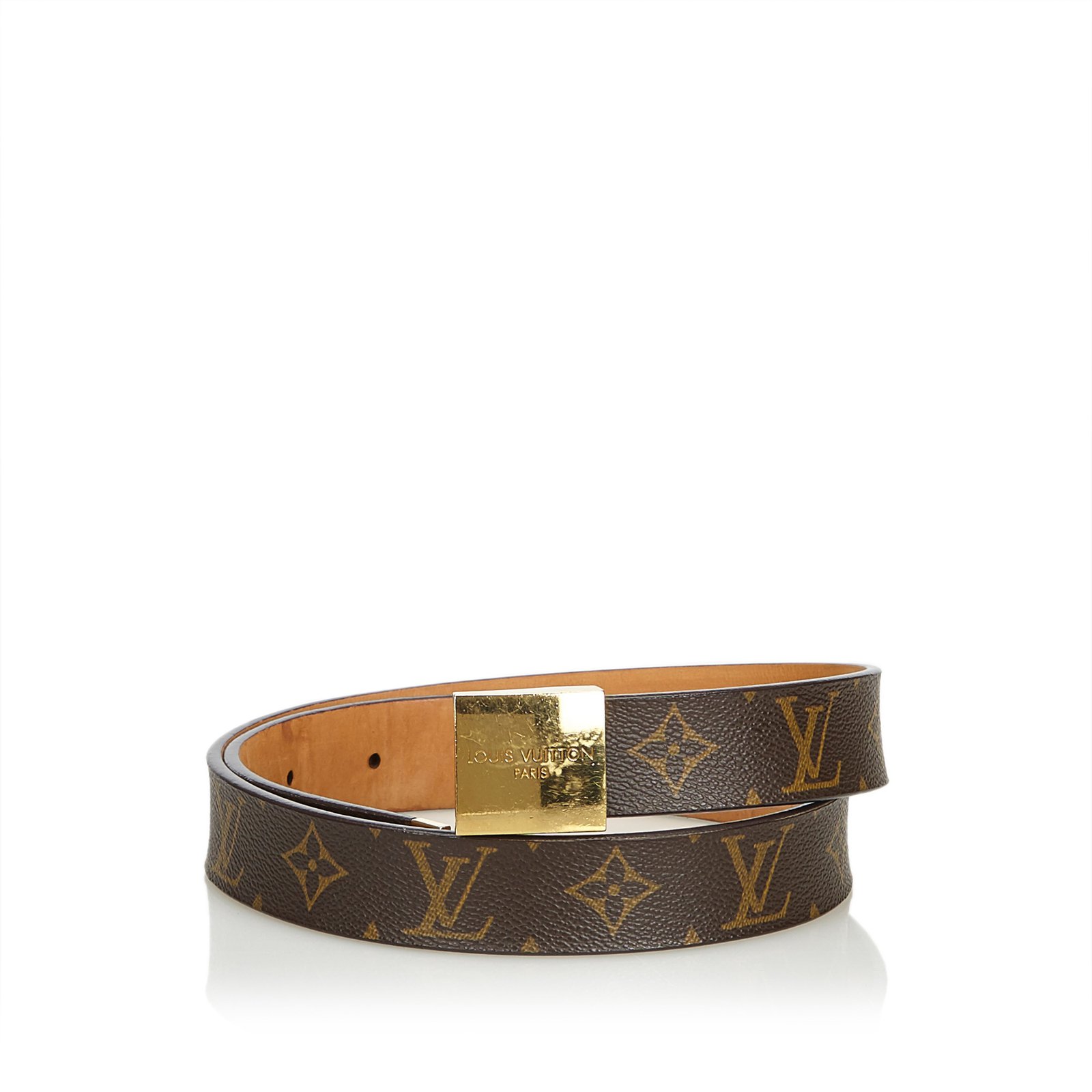 Louis Vuitton Monogram San Tulle Belt Brown Golden Cloth ref.107181 - Joli  Closet