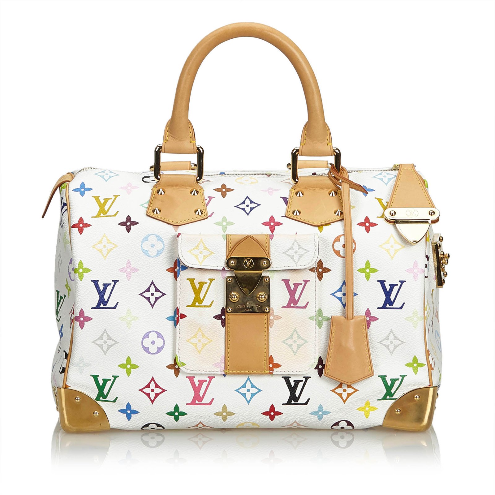 Louis Vuitton Monogram Multicolore Speedy 30 White Multiple colors Leather  Cloth ref.107391 - Joli Closet