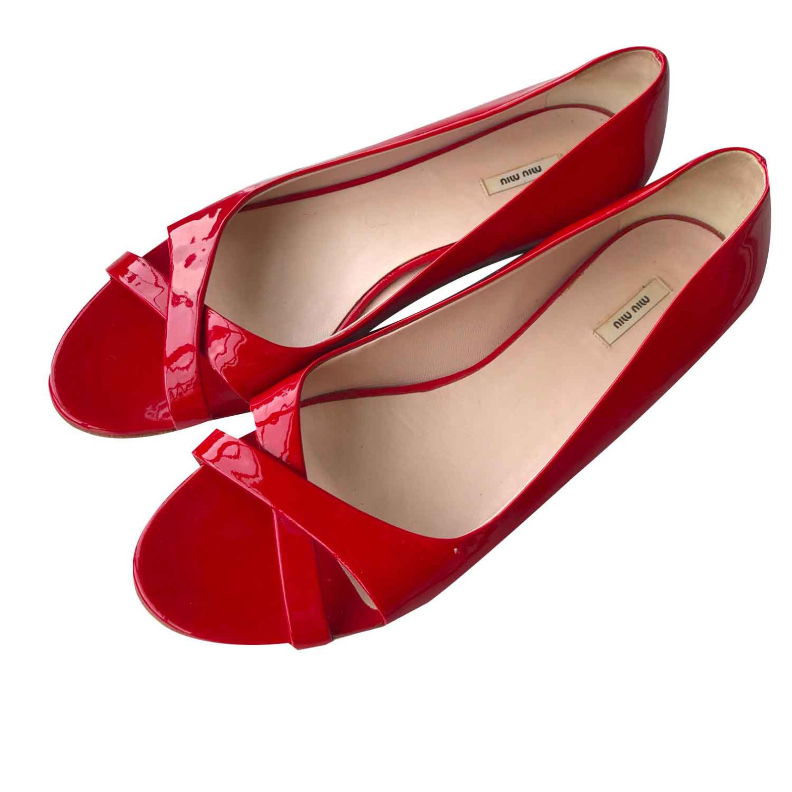 red patent flat shoes