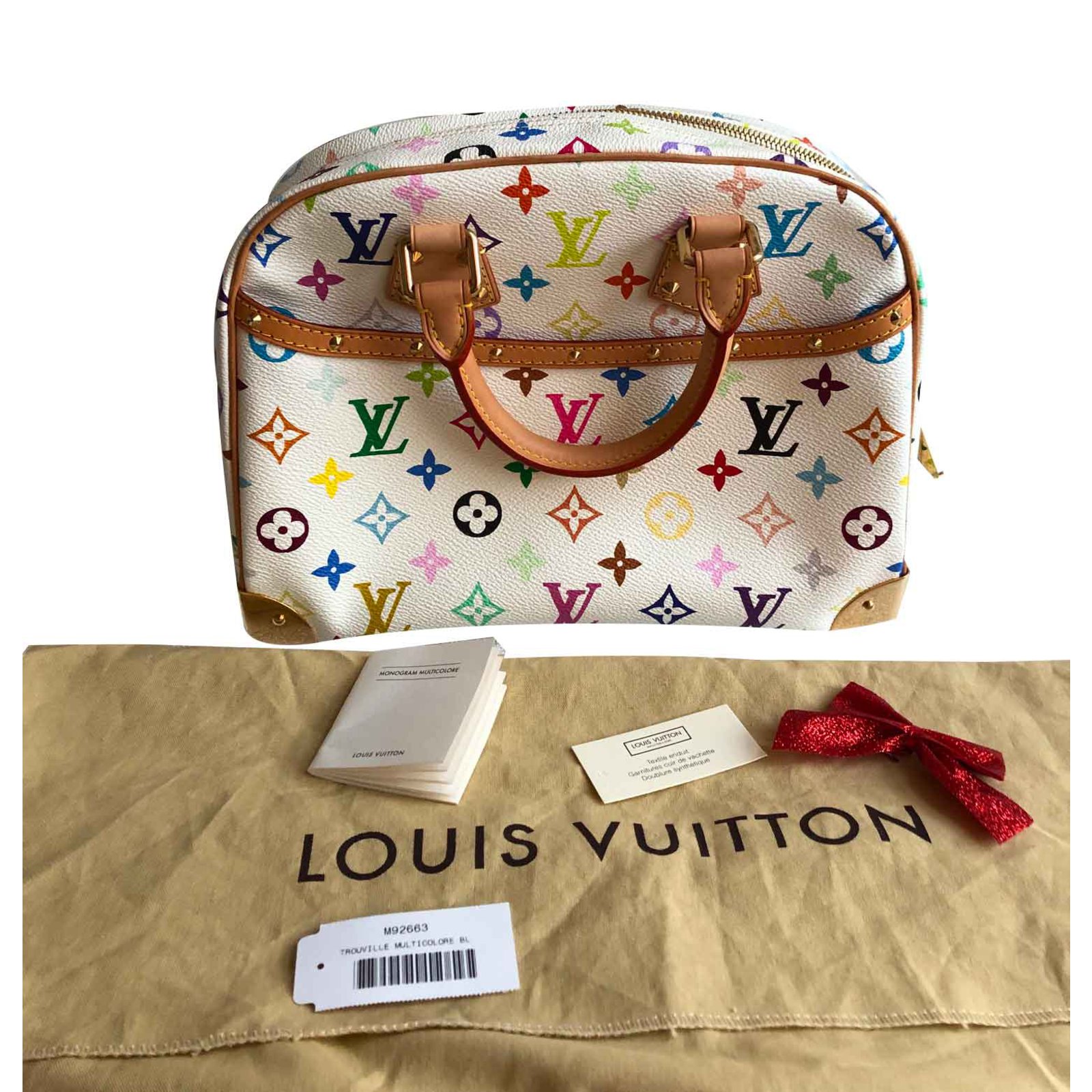 LOUIS VUITTON Monogram Multicolor Trouville Hand Bag White M92663