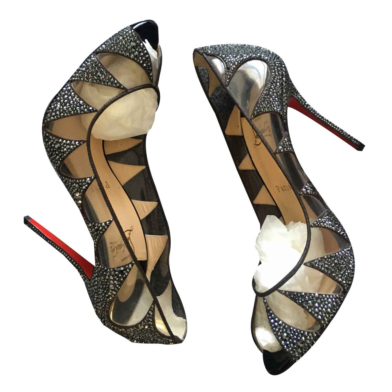 louboutin grey heels