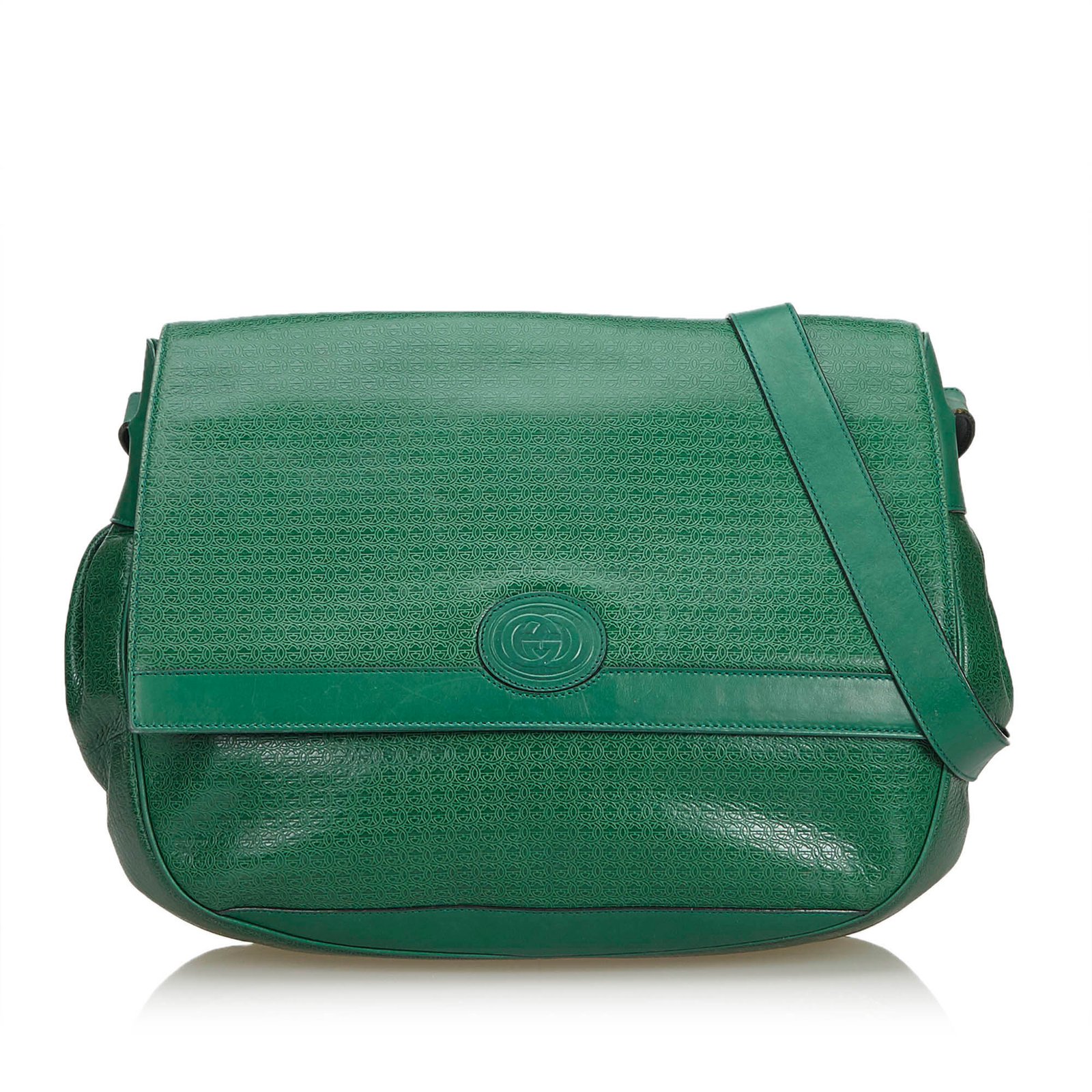 Vintage Gucci Leather Shoulder Bag Green ref.108174 - Joli Closet