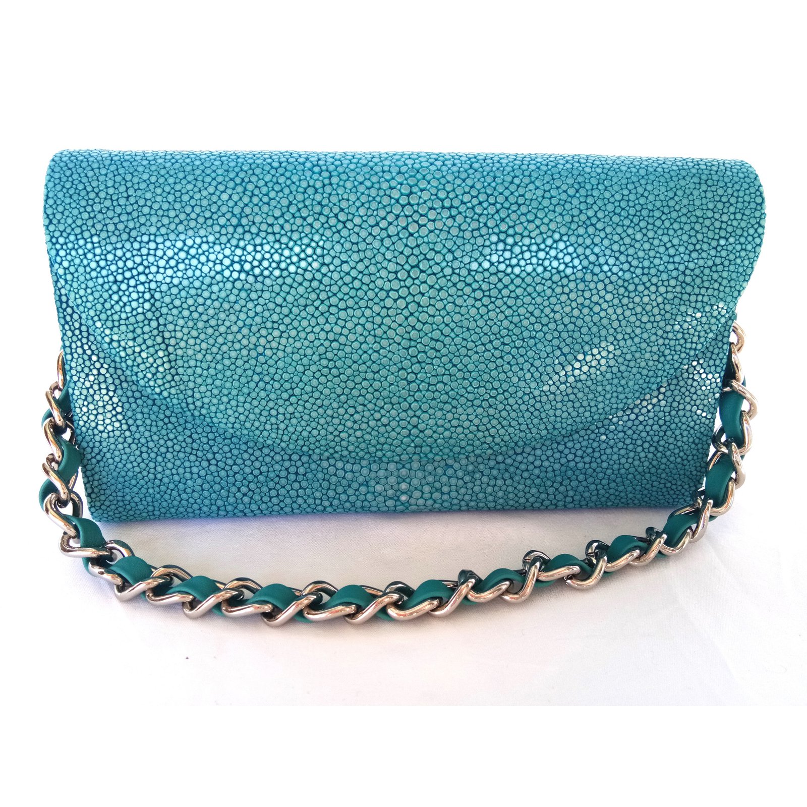 turquoise clutch bag