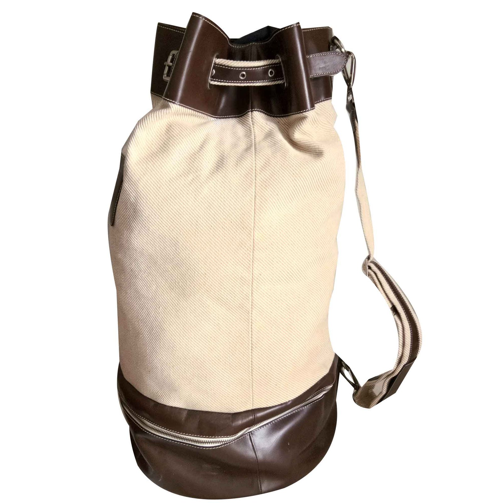 Corneliani Travel bag Brown Beige Cloth ref.109233 - Joli Closet