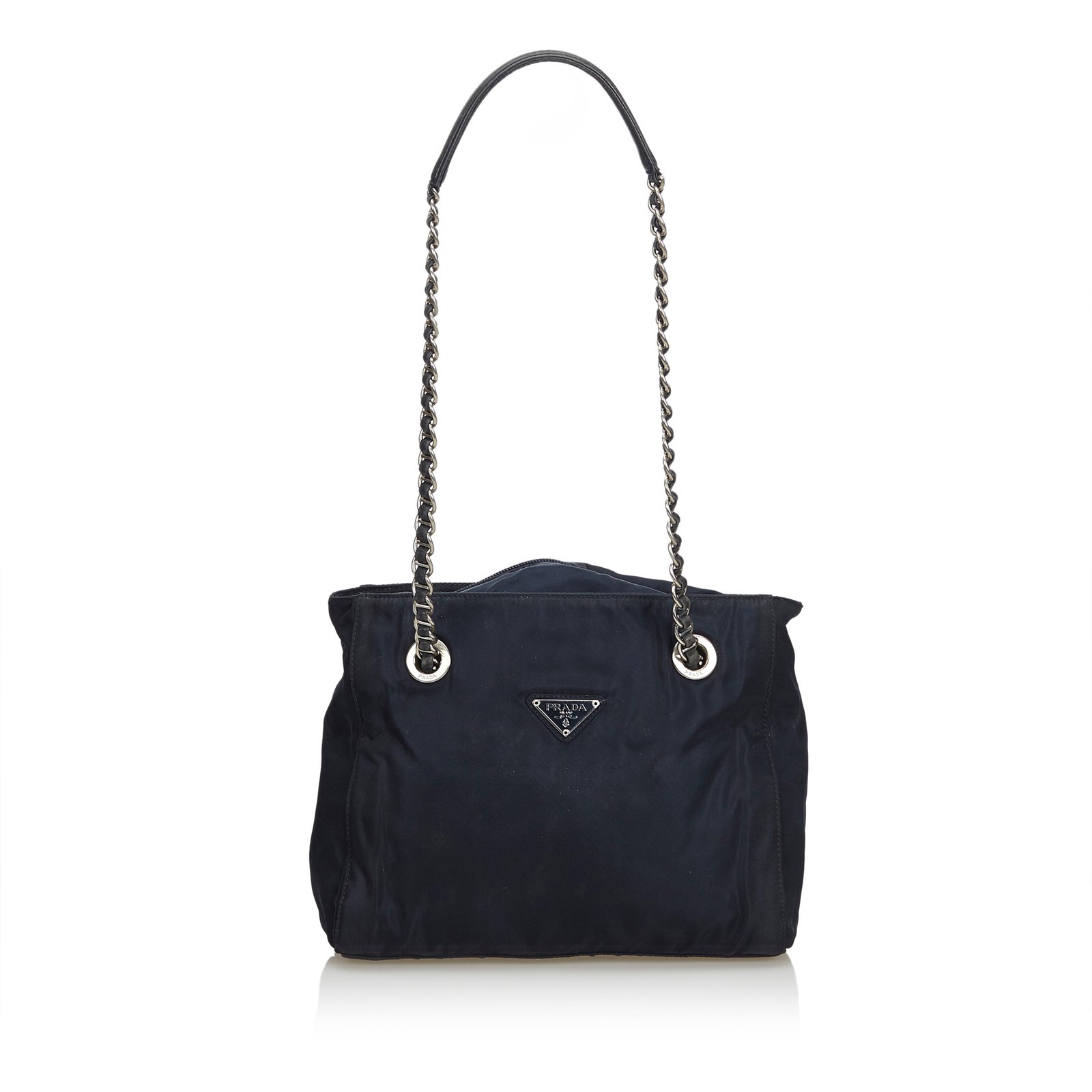 Prada Bag with Chains Black Cloth Plastic ref.104431 - Joli Closet