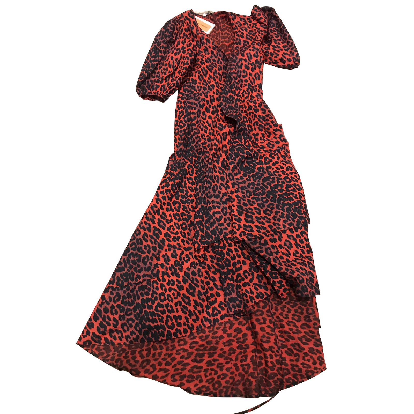 ganni red leopard dress